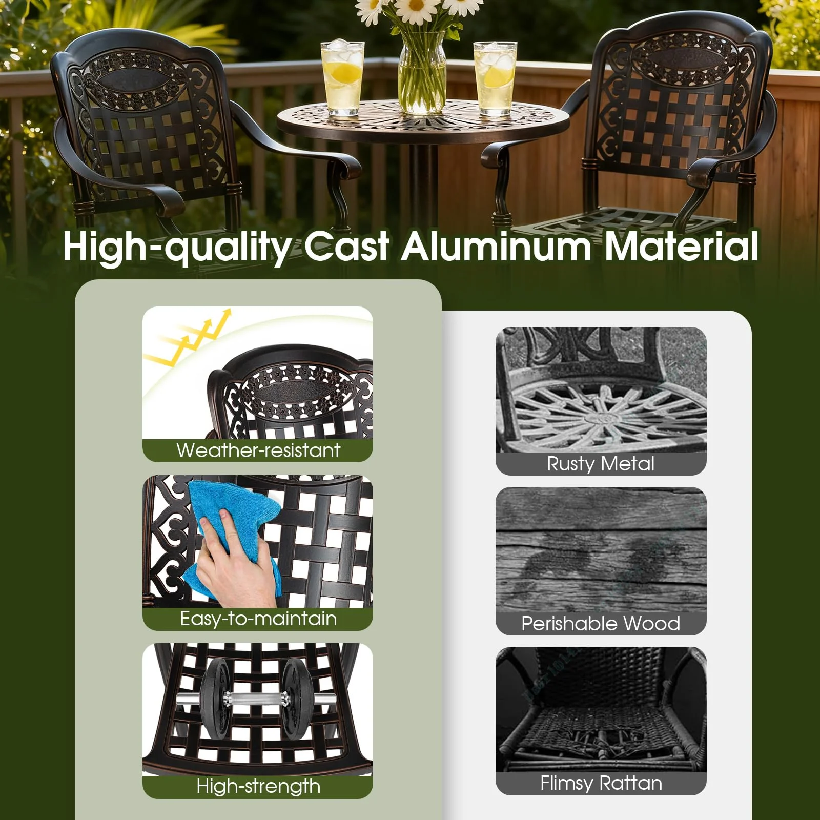 Tangkula 3 Piece Patio Bar Set