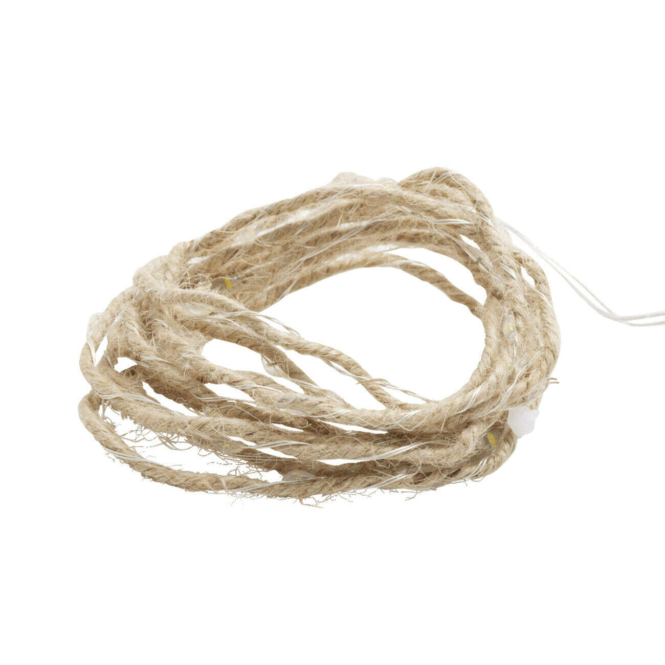 Guirlande lumineuse 20LED à pile en corde ficelle naturelle 2m