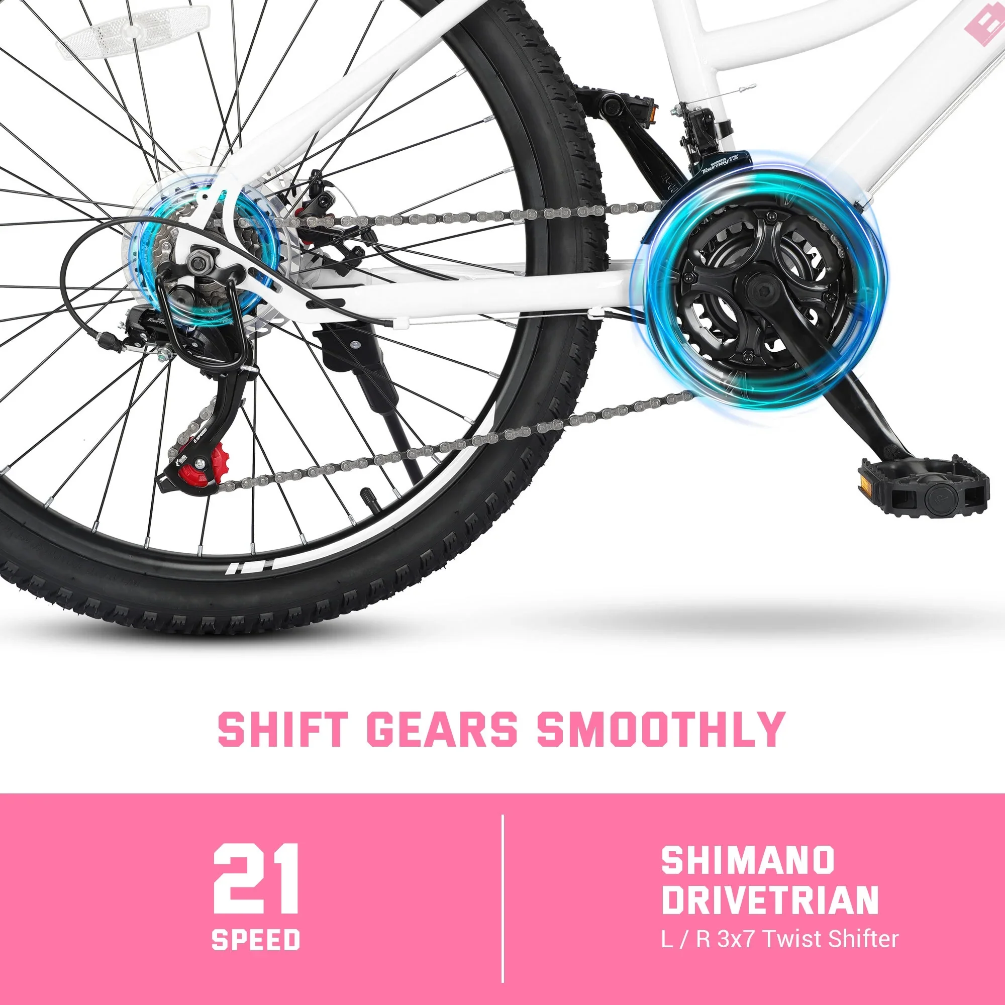 SHINPT 24 Mountain Bike for Teenagers and Adult, Mountain Bicycles with Dual Disc Brakes, Shimano 21 Speeds Bicycles for Men Women, Adult Bicycle with Comfort Saddle, Commuter Bike