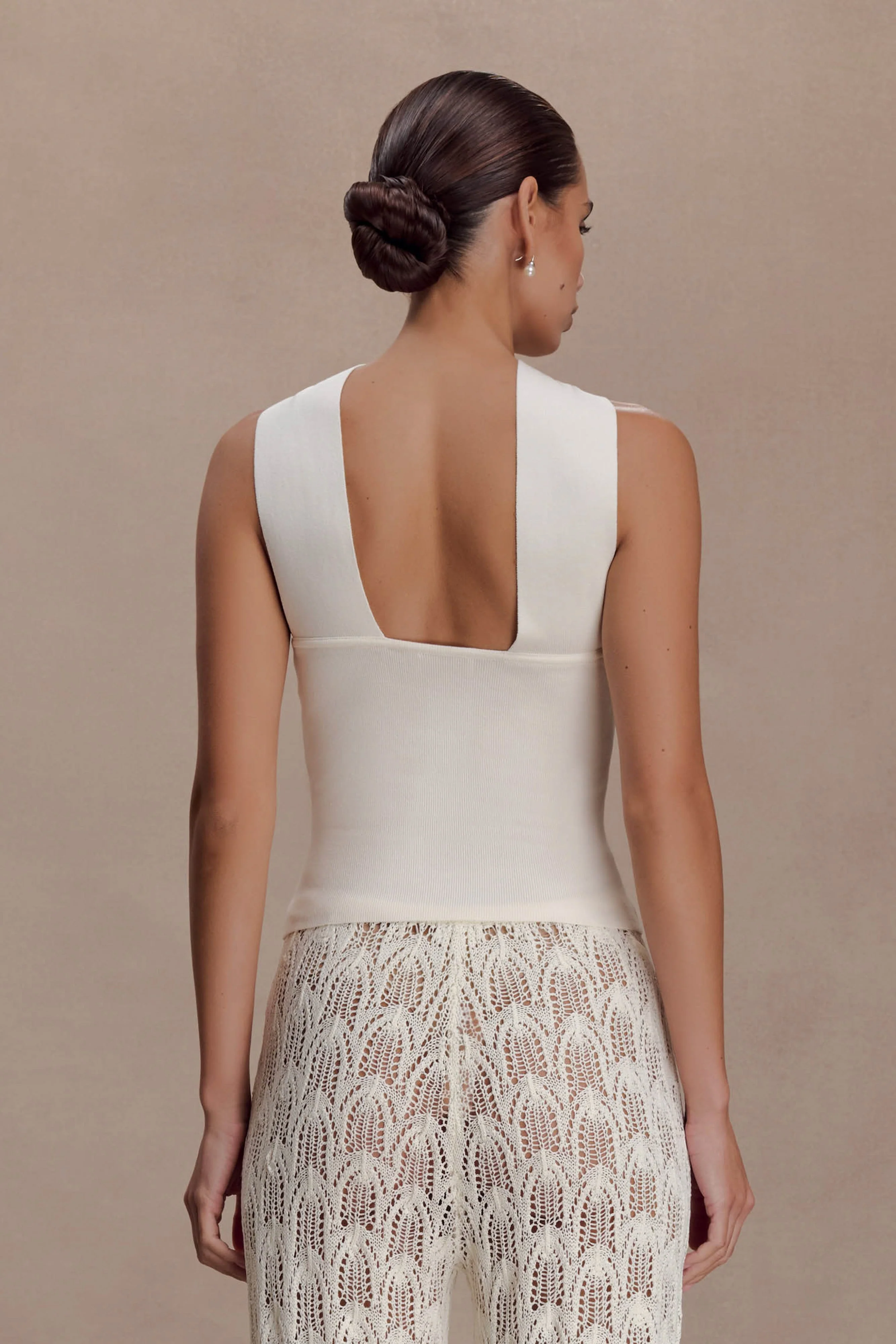 Angelika Twist Front Knit Top - Ivory