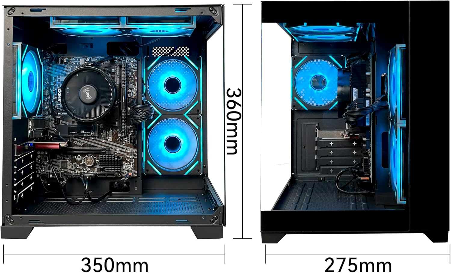 Gaming PC Desktop Computer AMD Ryzen 5 5600GT 16GB DDR4 3200MHz 1TB M.2 NVMe PCle 550W 80PLUS PSU WiFi Game Design Office Console Sea View Room  Towers Prebuilt PC (Black)