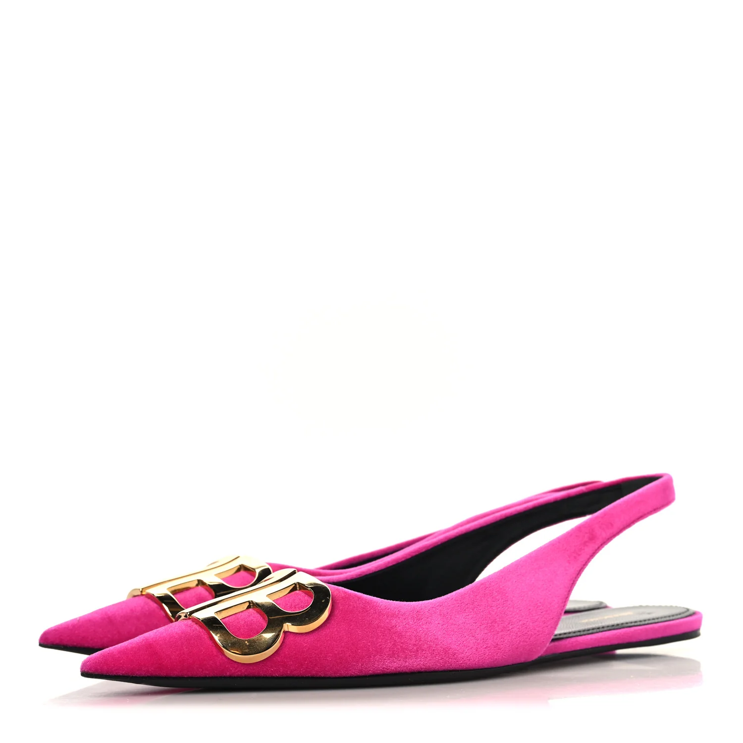 Velvet BB Knife Pointy Toe Slingback Flats 35 Pink