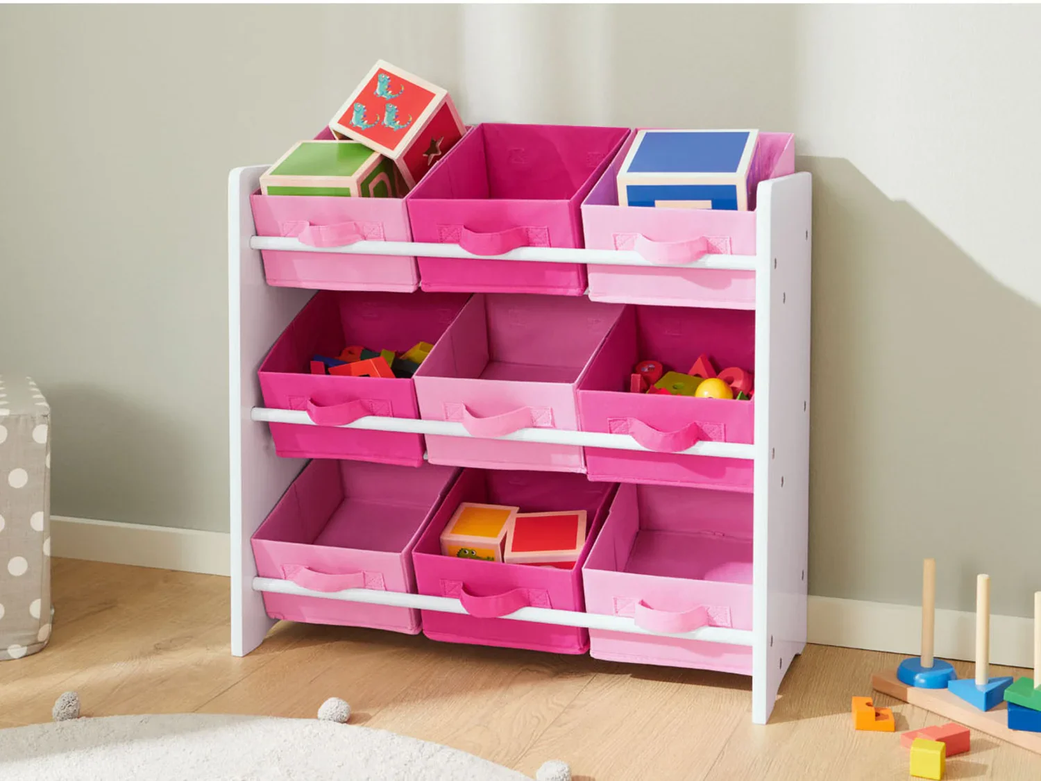 LIVARNO home Meuble de rangement pour enfants, avec 9 botes textiles