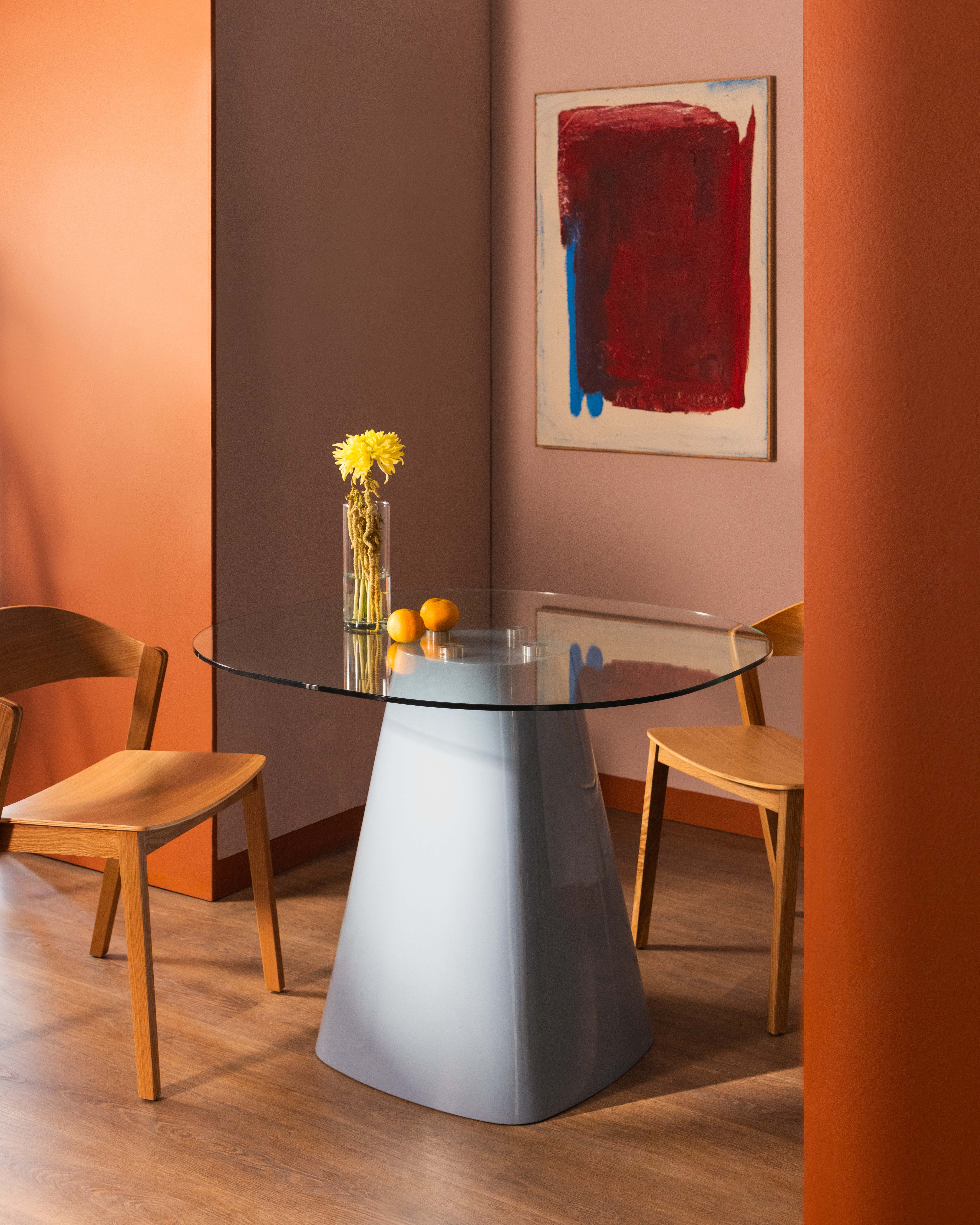 Izure - Mesa de Comedor Cuadrada de Madera y Cristal (120x120 cm) Izure