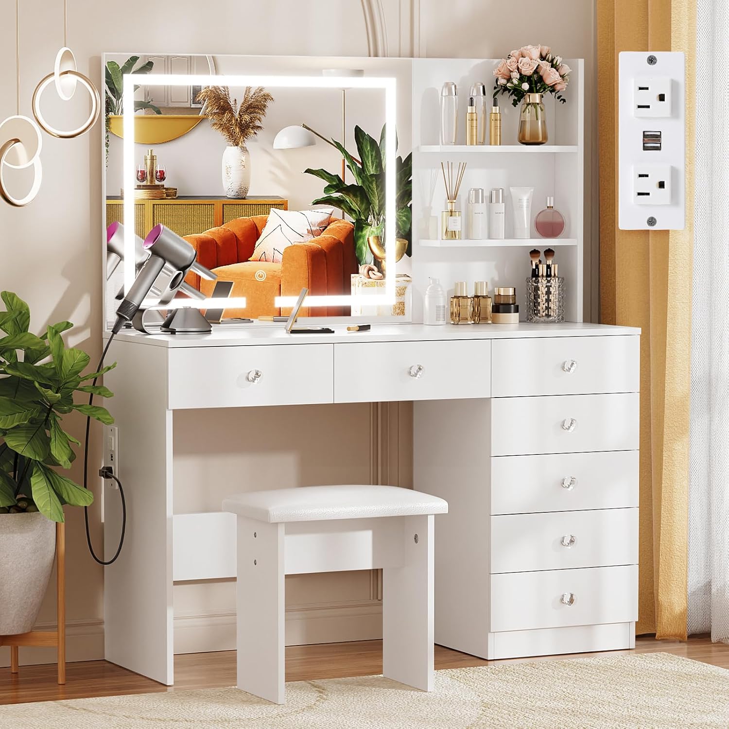 VOWNER Vanity with Lighted Mirror - 47