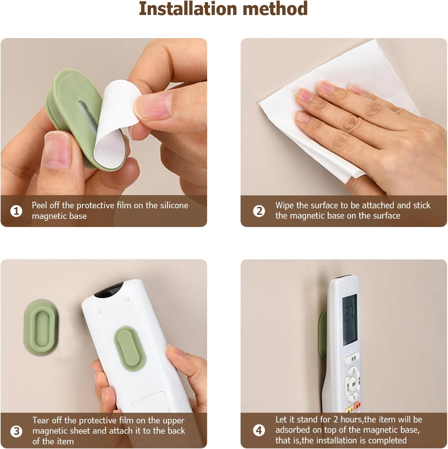 XYOFUN Magnetic Remote Control Holder Wall Mount - 4 Pcs Multicolor