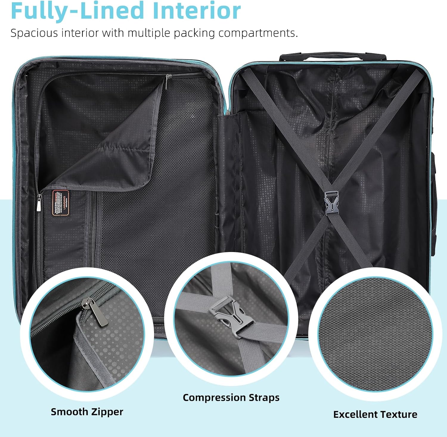 Ensemble de 6 valises, ensemble de valises rigides extensibles avec roulettes multidirectionnelles, ensemble de bagages à roulettes légers