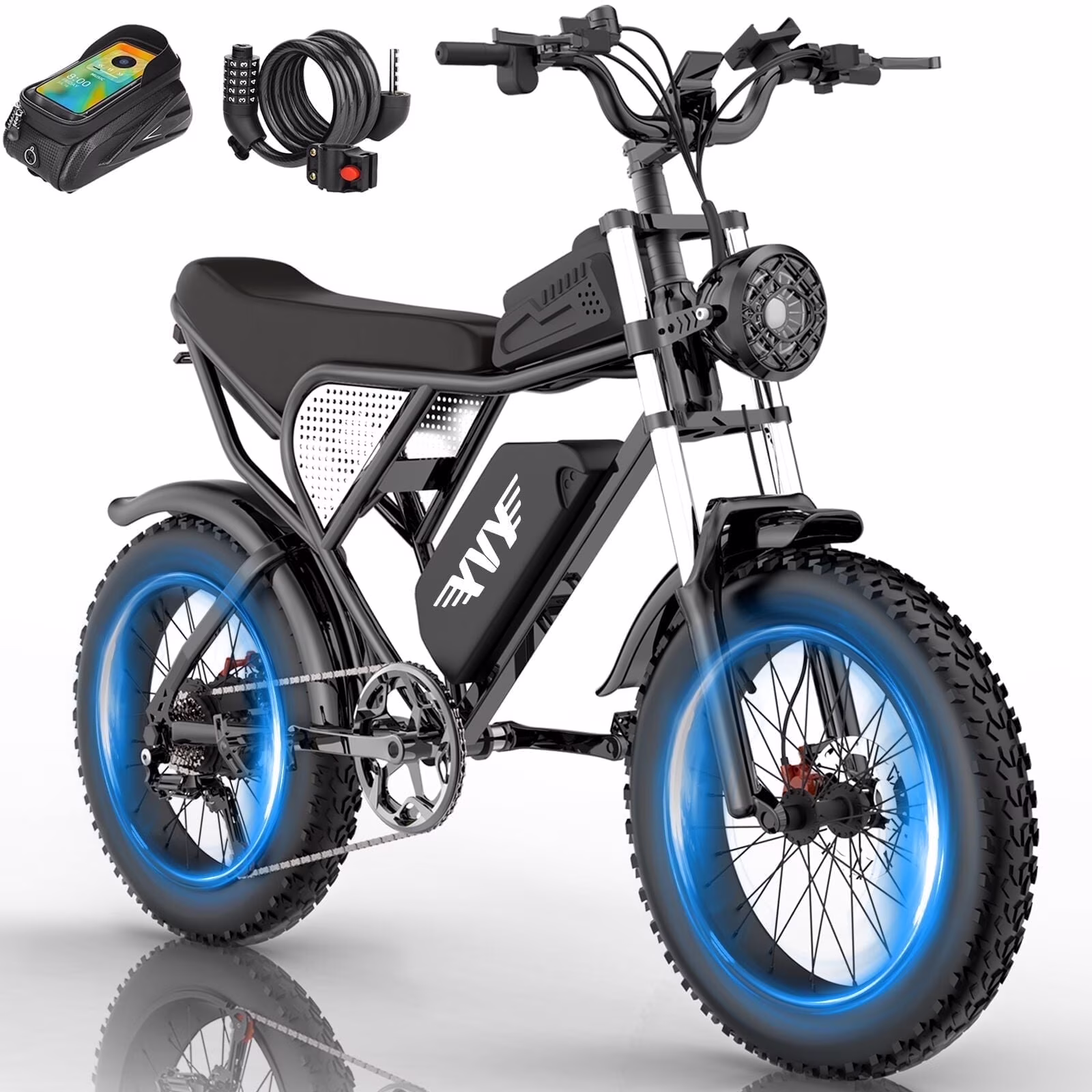 1500W Electric Bike for Adults,33MPH 20'' Fat Tire Electric Motorcycle,48V 20AH Removable Battery, 30 60 Miles Mountain Bike UL2849(20Inch 1500W 48V 20AH 33MPH)