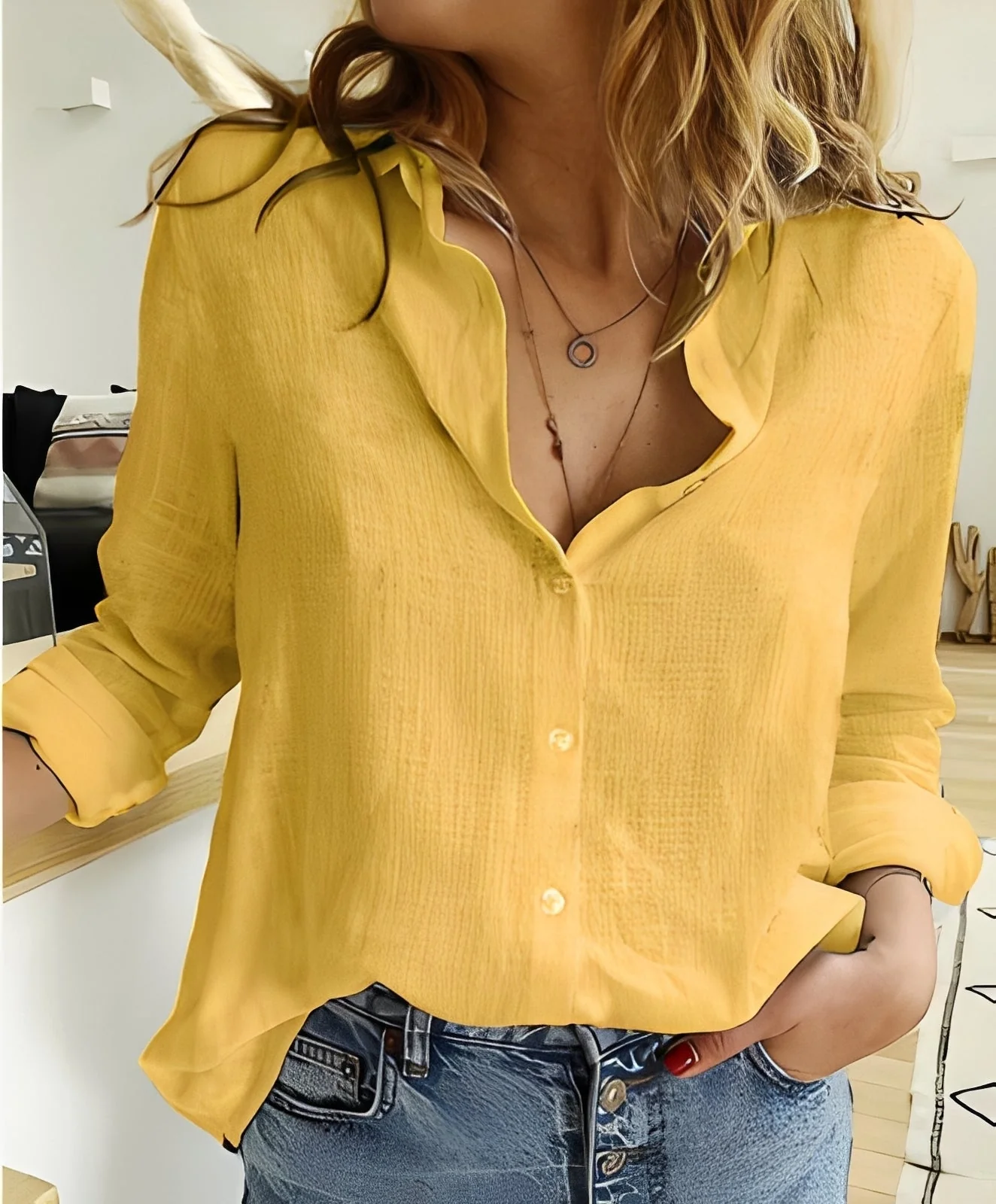 Sandra – Chemise à manches longues pour femme – décontractée et ample