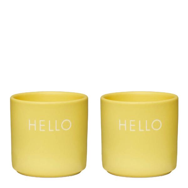 Eggeglass 2 stk HELLO gul