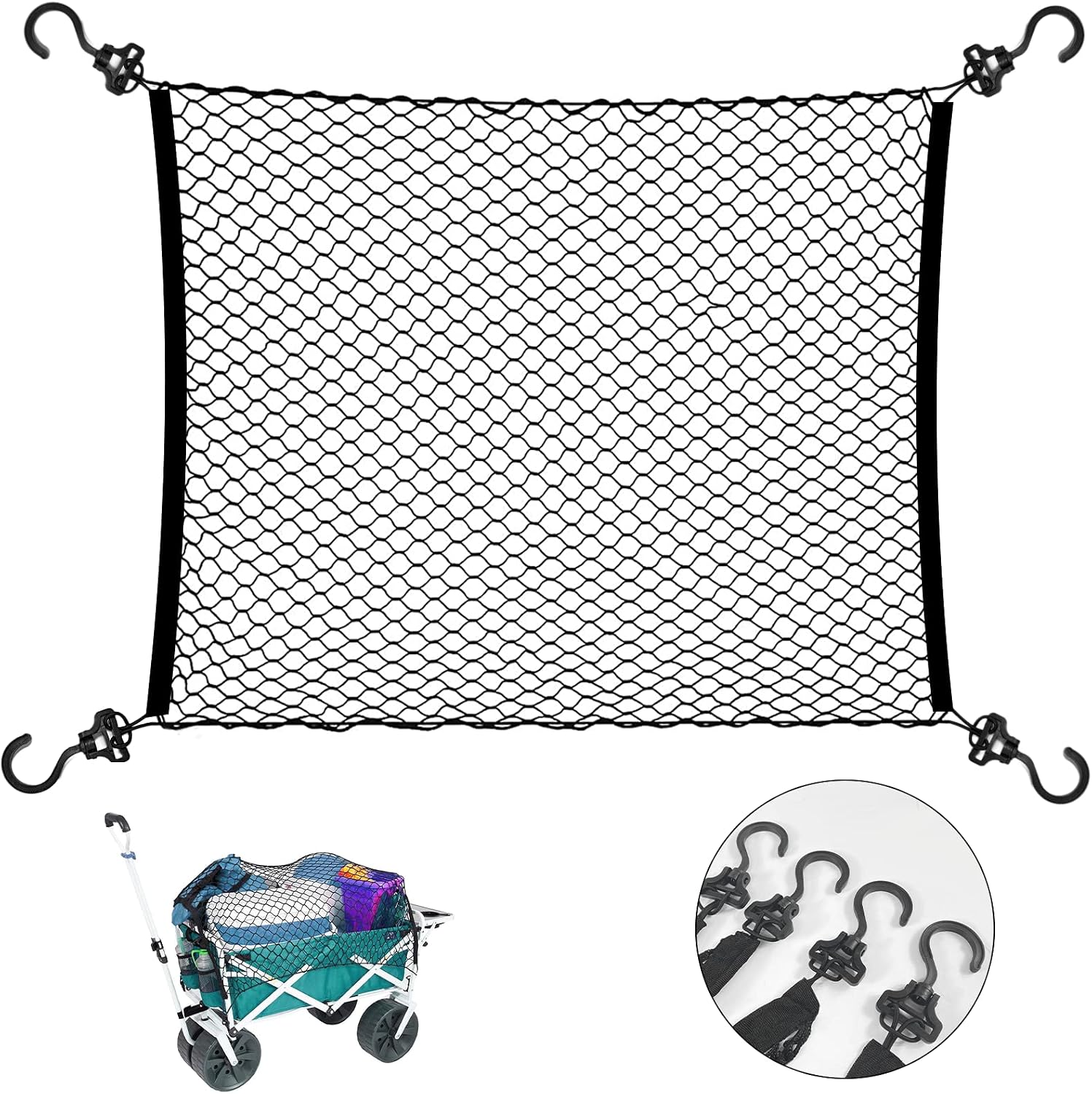 Cargo Net for Beach Cart, Car Cargo Nets for Utility Folding Wagon, Garden Cart, Folding Trolley Cart with Storage Bag, Made of Heavy Duty Nylon Net / 38
