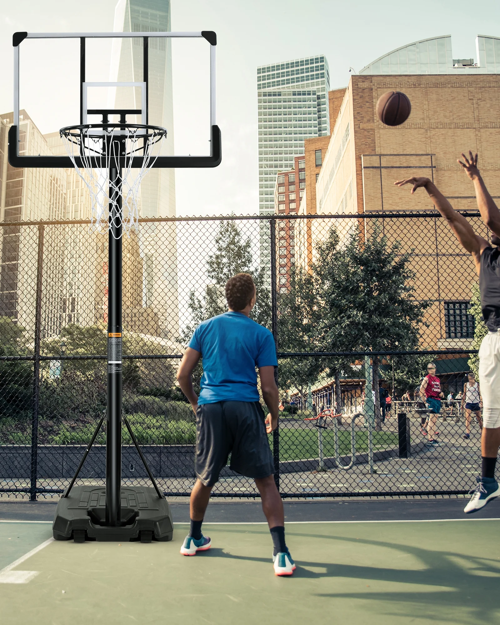 44In Basketball Hoop 6.5 ft to 10 ft Height Adjustable Portable Basketball Goal System with Quick Adjustment for Full Range of Players indoor outdoor Use(White) - Image 7