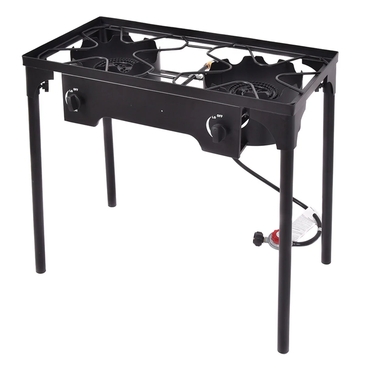 Double Burner Gas Propane Cooker Outdoor Picnic Stove Stand BBQ Grill