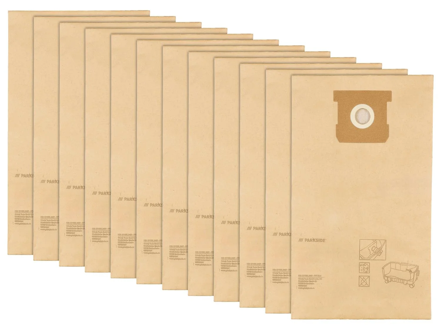 PARKSIDE Lot de 5 ou 12 sacs pour aspirateur PFT 8 A1