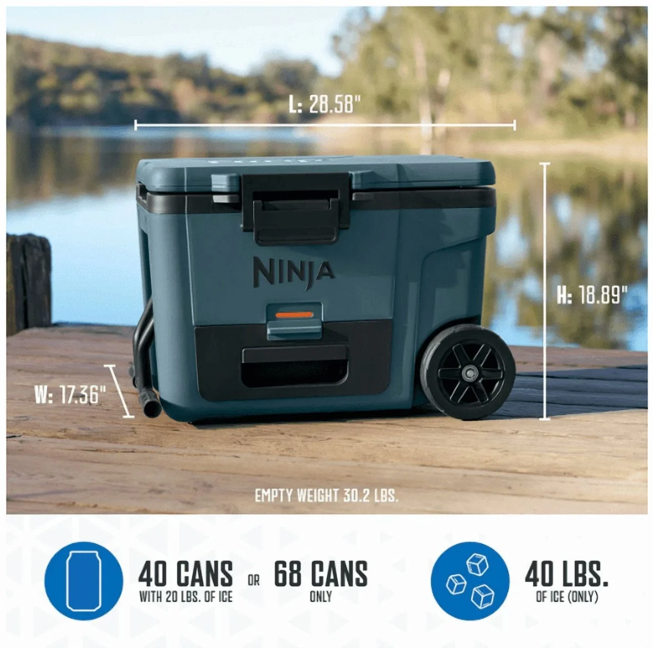 Cooler | FrostVault 45QT Cooler with Wheels | Insulated with Temp Dry Storage Drawer | Keeps Ice Cold for Days | for The Beach, Camping, Picnics More | Ocean Blue | FB245AOB - Image 9