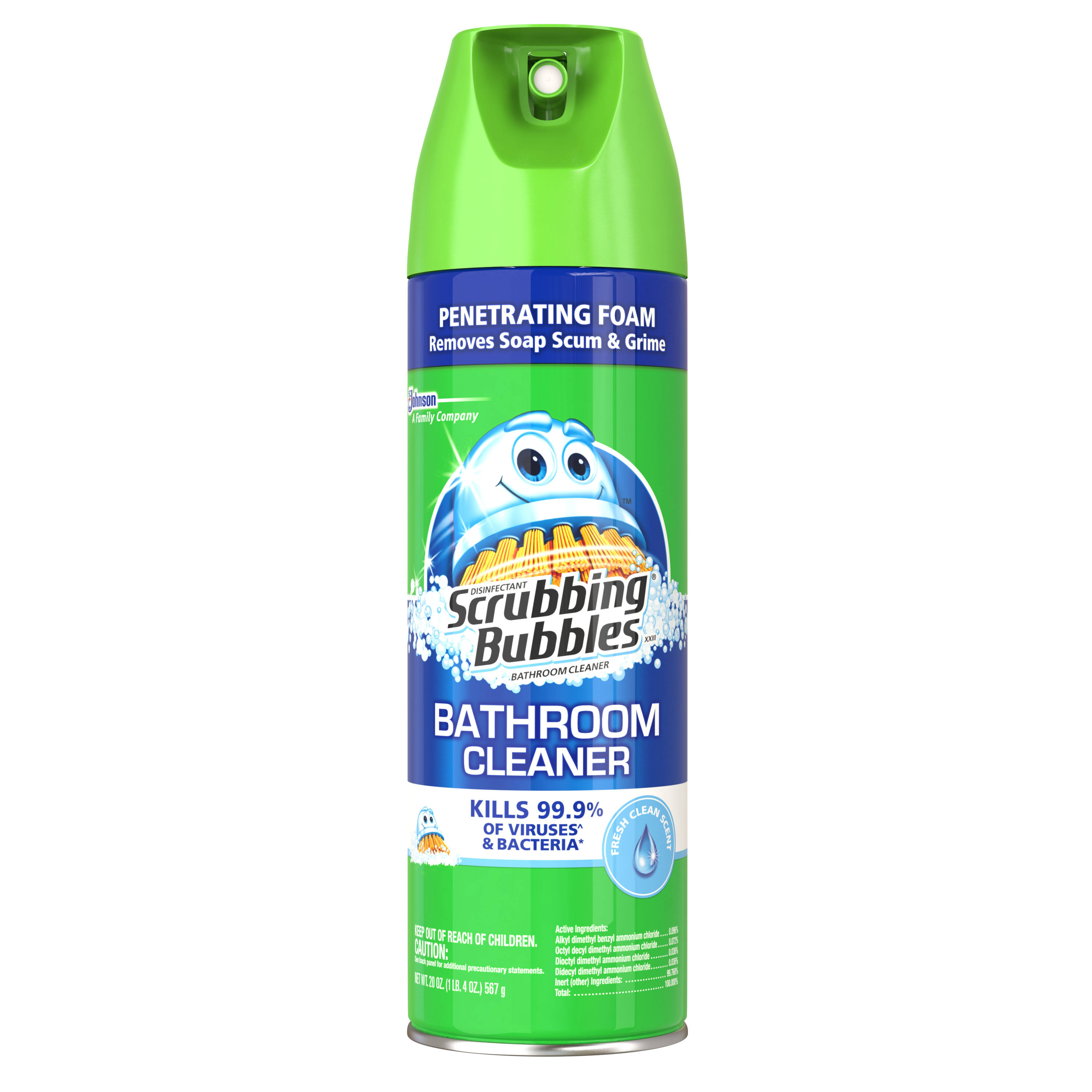 Scrubbing Bubbles Bathroom Grime Fighter, Disinfectant, Rainshower - 20 oz