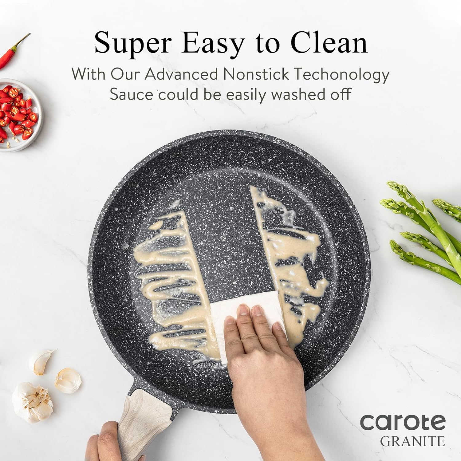 CAROTE 44pcs Nonstick Cookware Sets, Pots and Pans Set with Bakeware