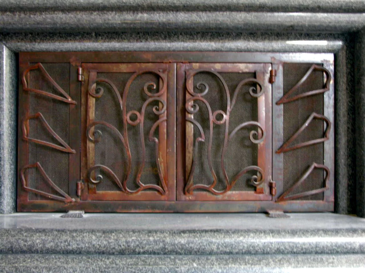 Floral Deco Fireplace Screen Door - TA Screen Specialist, Inc.