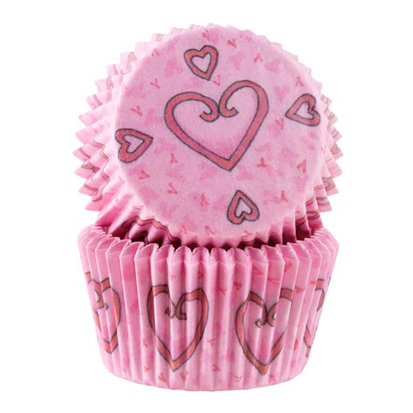 Muffinsform 50 stk rosa hjerte