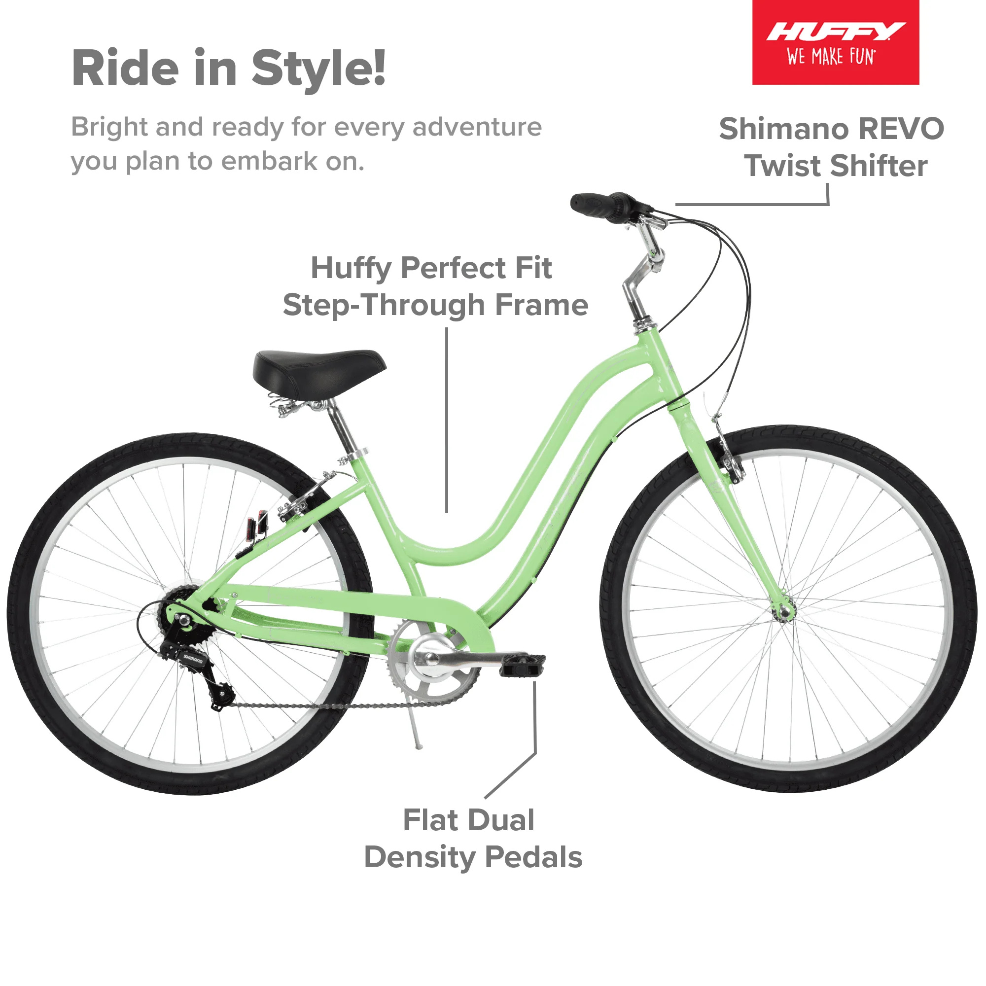 Huffy 27.5 In. Parkside Women'S Comfort Bike with Perfect Fit Frame, Mint