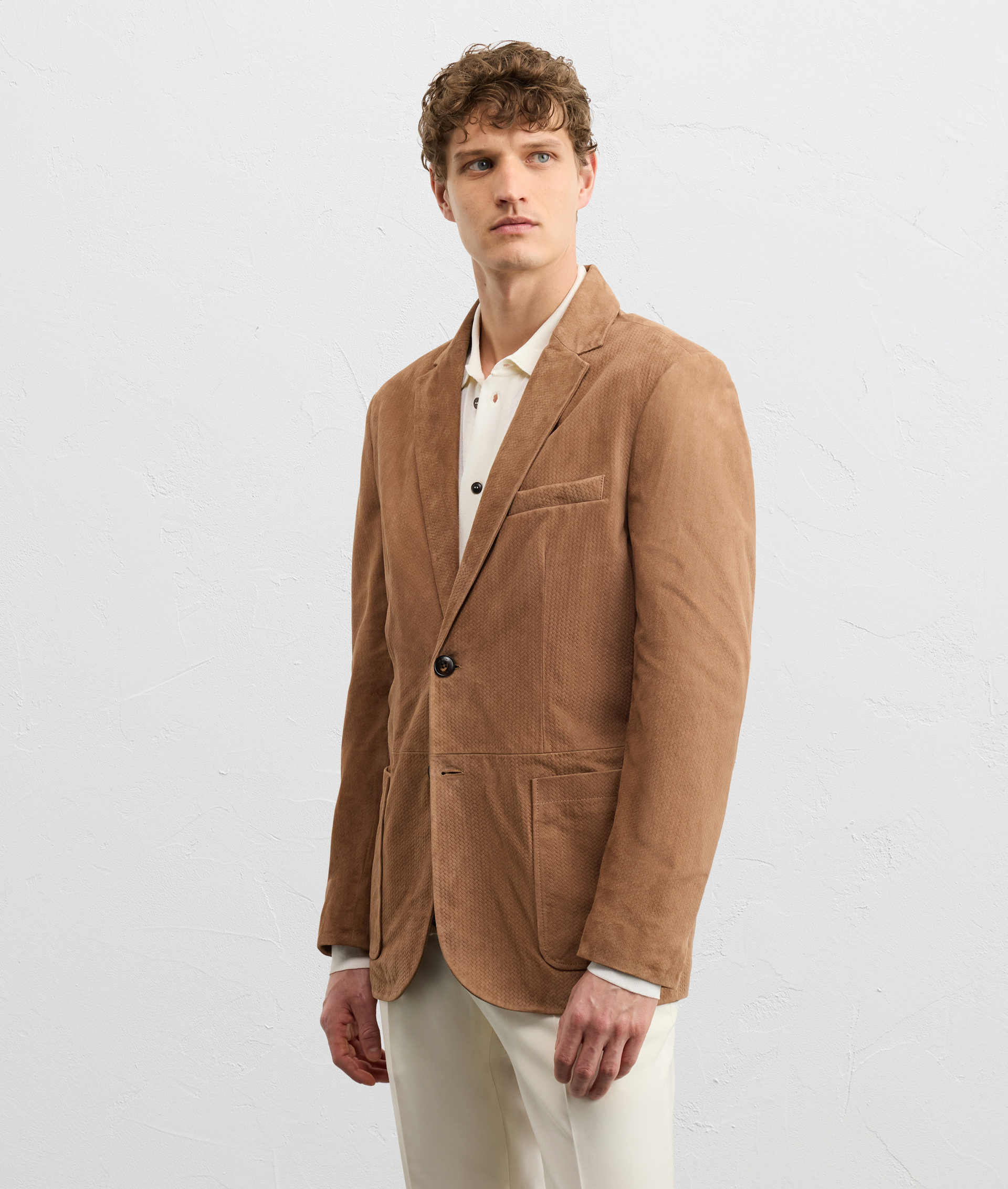 LIGHT BROWN WOVEN SUEDE JACKET