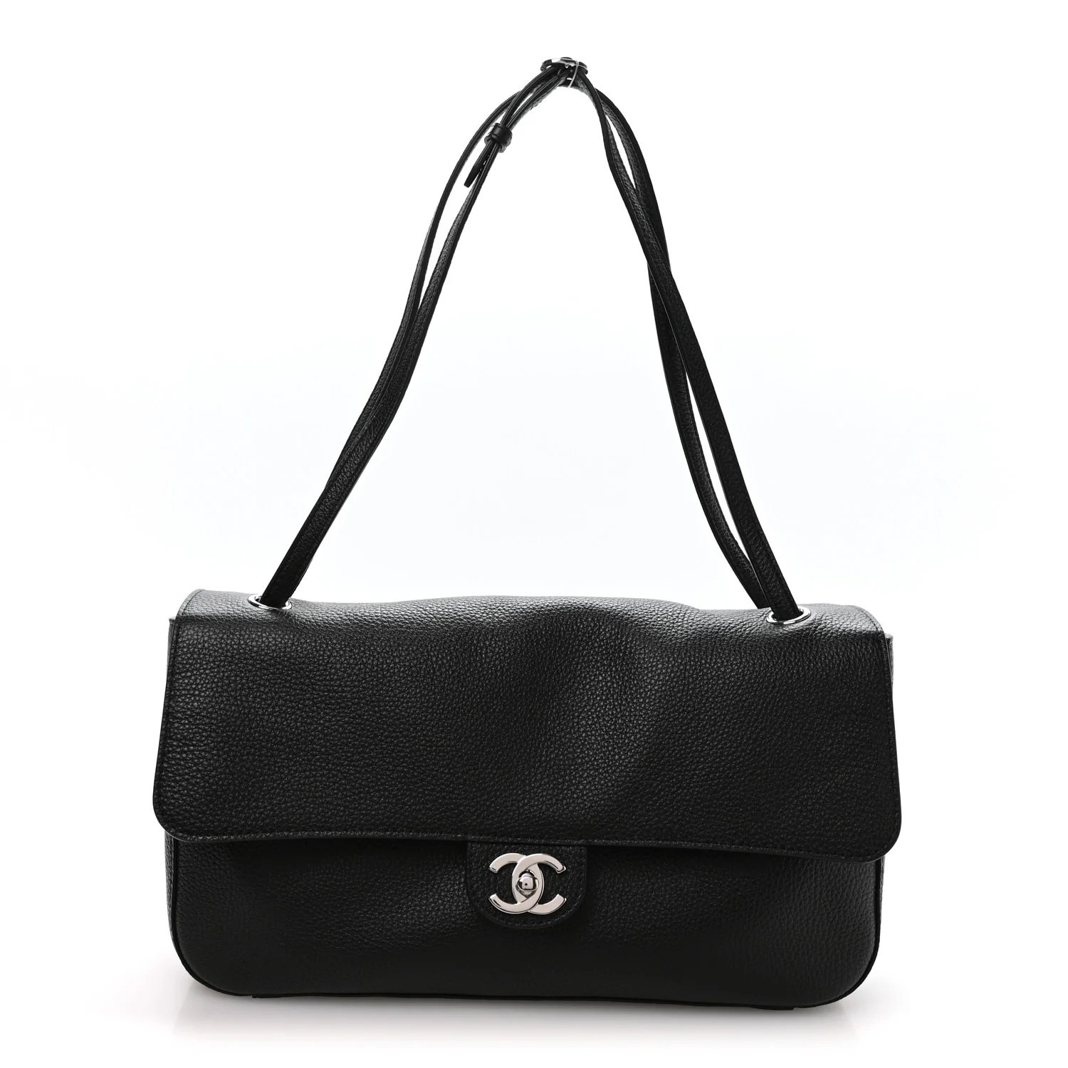 Grained Calfskin Small Souplissimo Maxi Flap Black