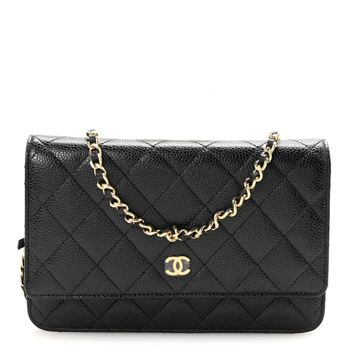 Caviar Quilted Wallet on Chain WOC Black