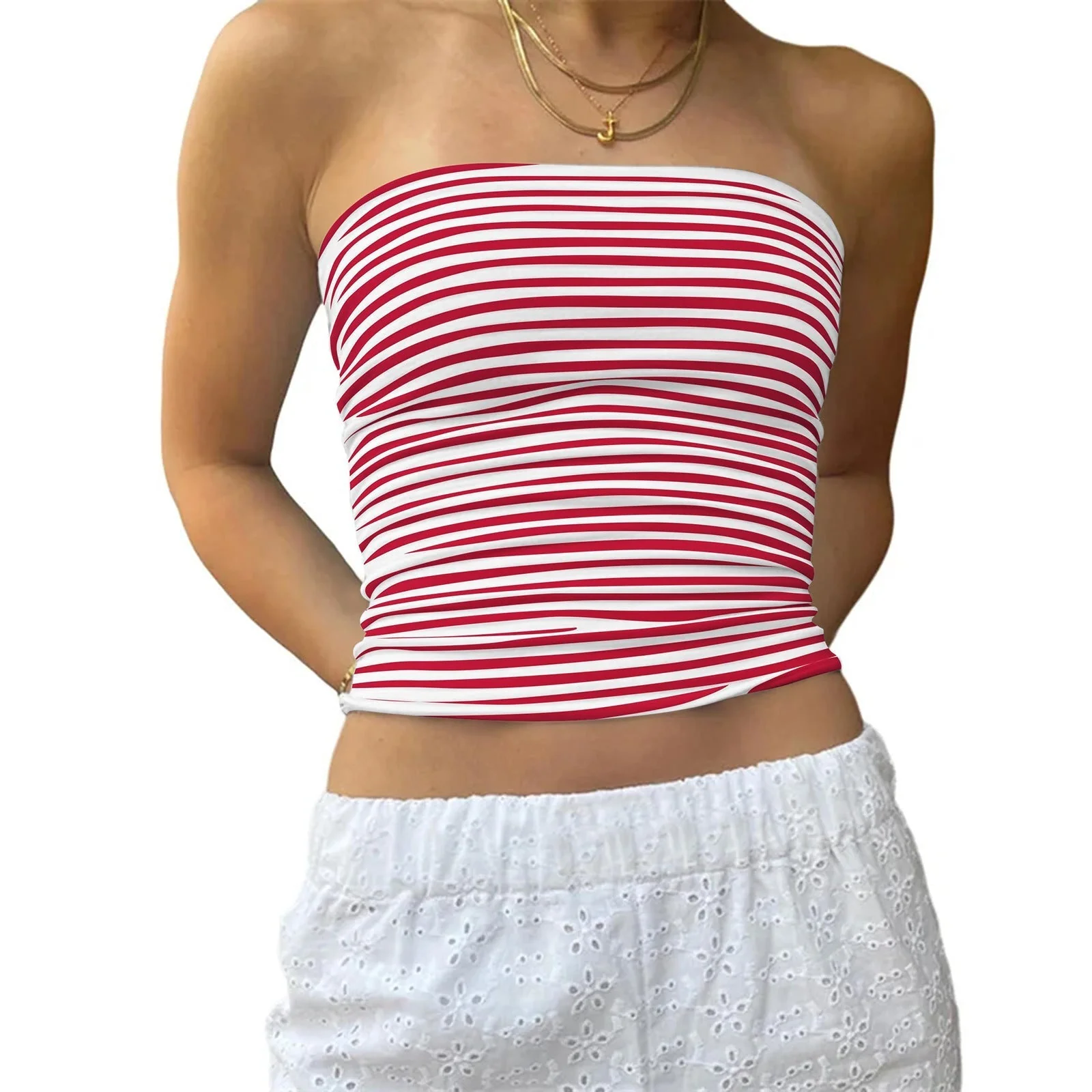 Haut bustier fin rayé pour femmes