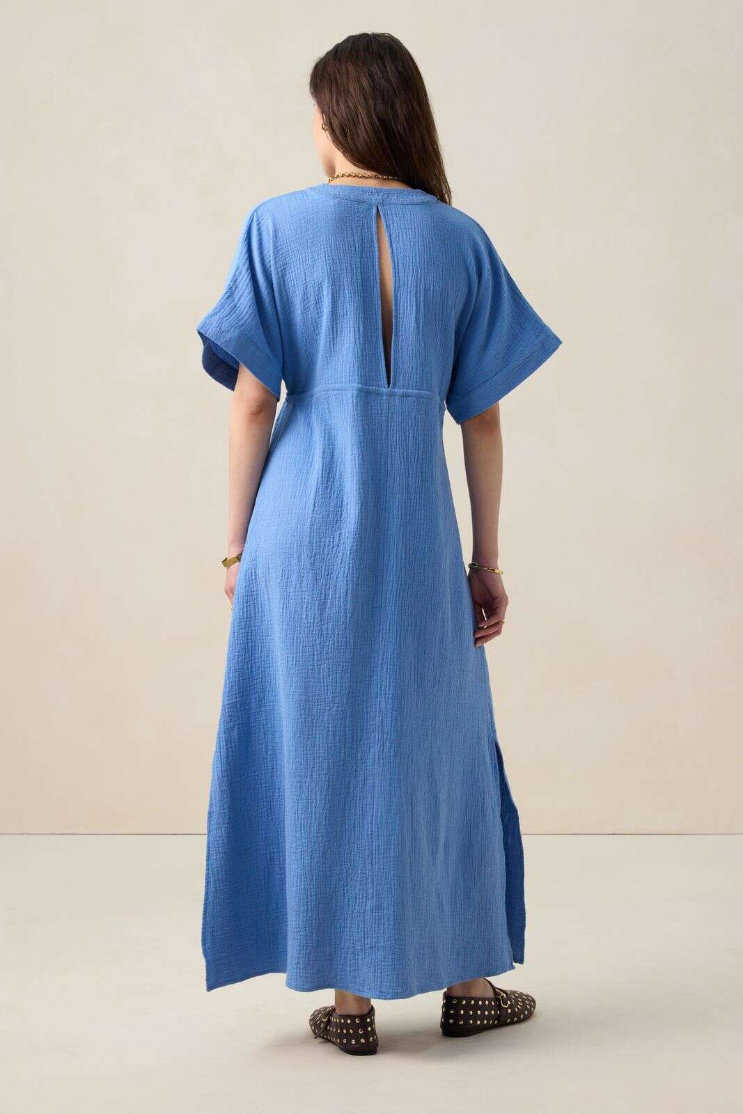 Blauwe kaftan maxi-jurk