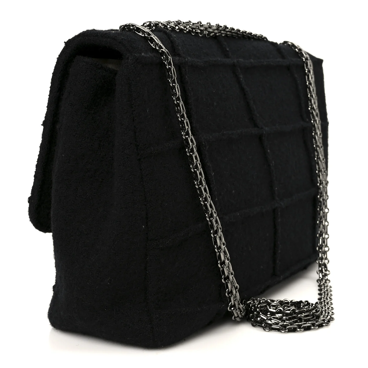 Wool Jumbo Chocolate Bar Mademoiselle Flap Black