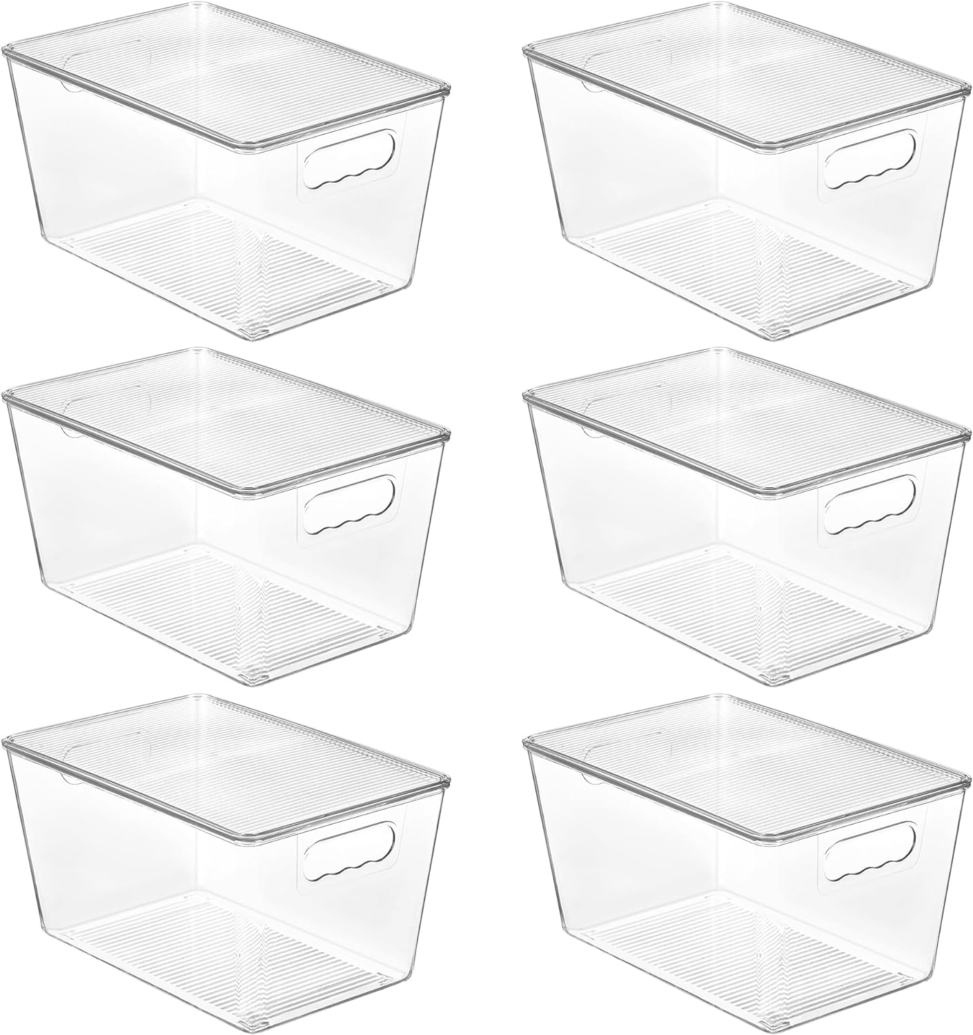 Vtopmart 6 Pack Clear Stackable Storage Bins with Lids and Handles, Large
