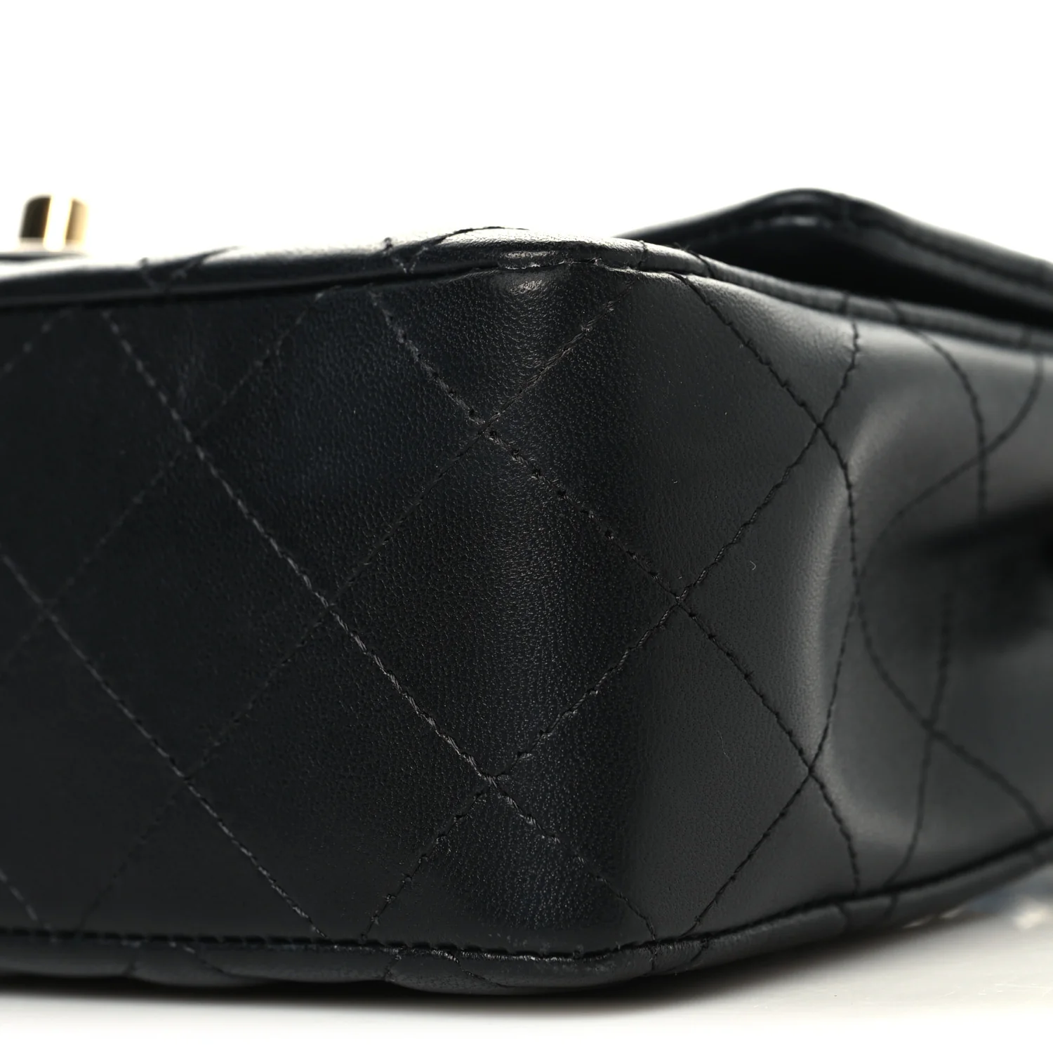 Lambskin Quilted Mini Rectangular Flap Black