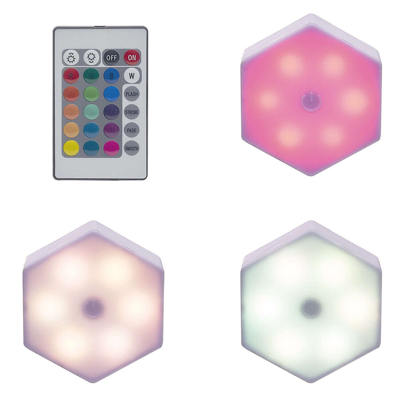 Lampe LED adhésive forme hexagone x3