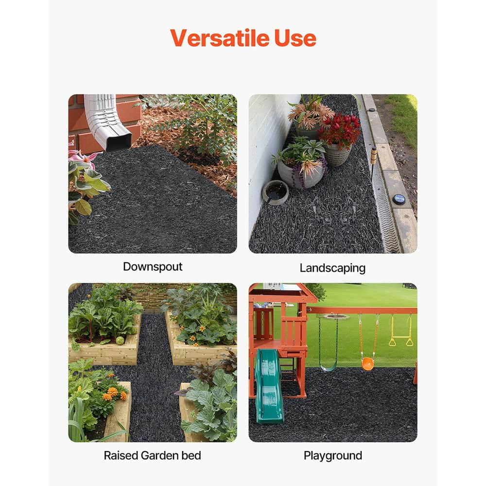 Rubber Mulch for Landscaping, 2 Rolls Recycled Rubber Mulch Mat 96 x 22 in, Permanent Rubber Pathway, Natural-Looking Black Mulch Garden Edging - Image 8