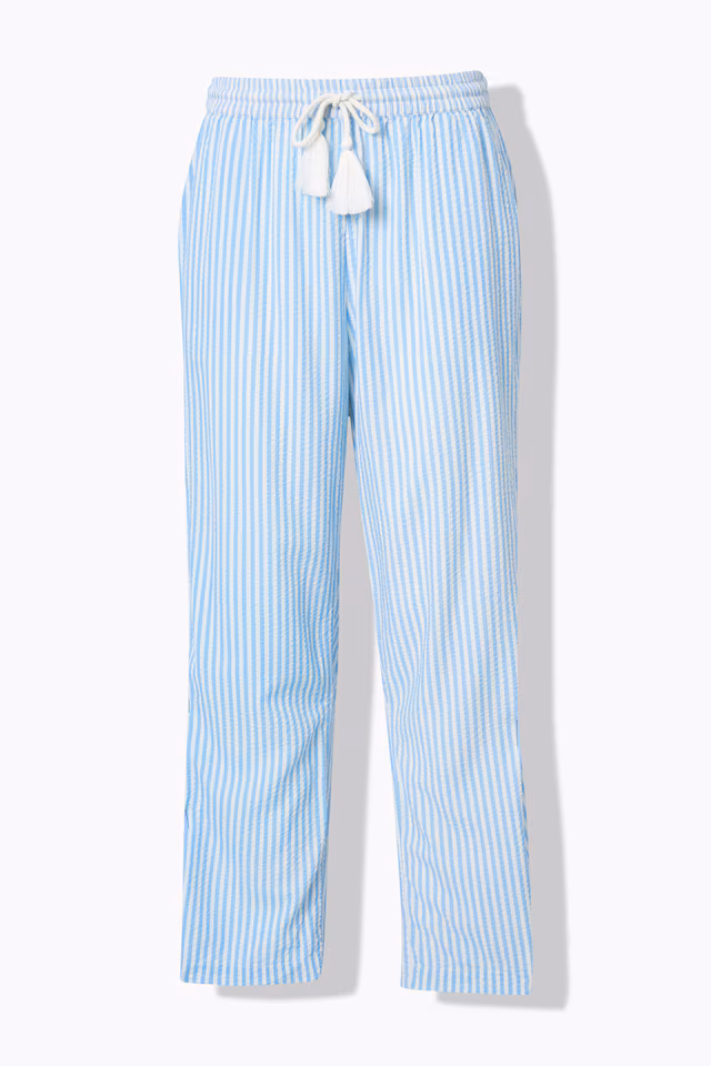 Seersucker Elastic Waist Pants