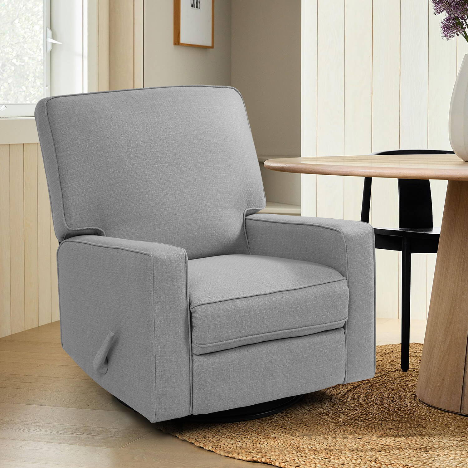 Fauteuil inclinable manuel à bascule pivotant pour chambre d'enfant, en tissu