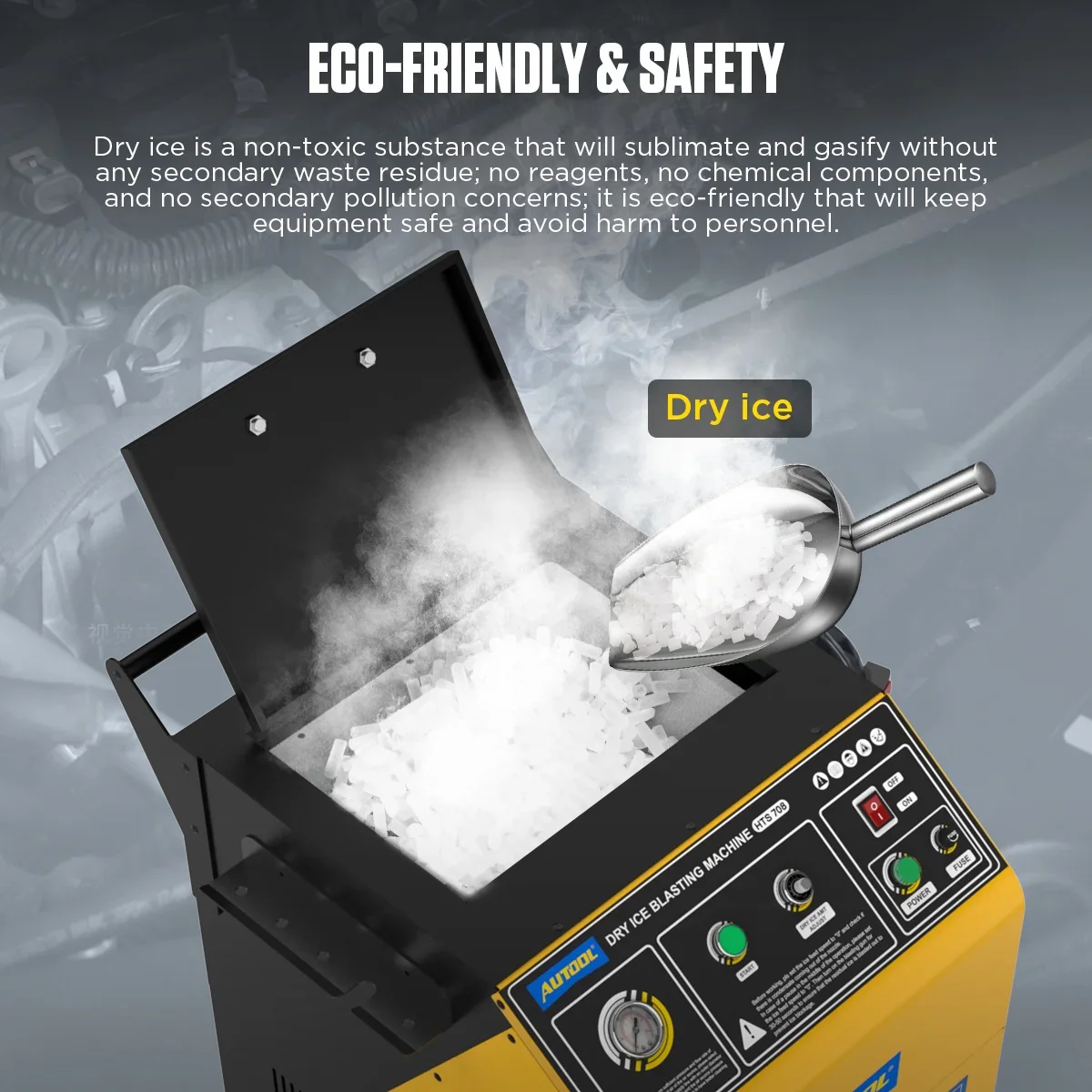 AUTOOL Automotive Dry Ice Cleaning Machine Car Engine Throttle Carbon Deposit Cleaner Exhaust Pipe Pressure Washer 110V/220V Dry Ice Blasting Clean Machine for All Cars, HTS705