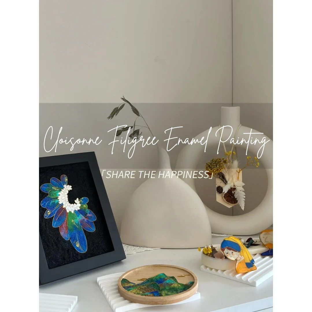 Cat Riding Fish,Beginner Cloisonne Enamel DIY Kit, with Tutorial& All Tools
