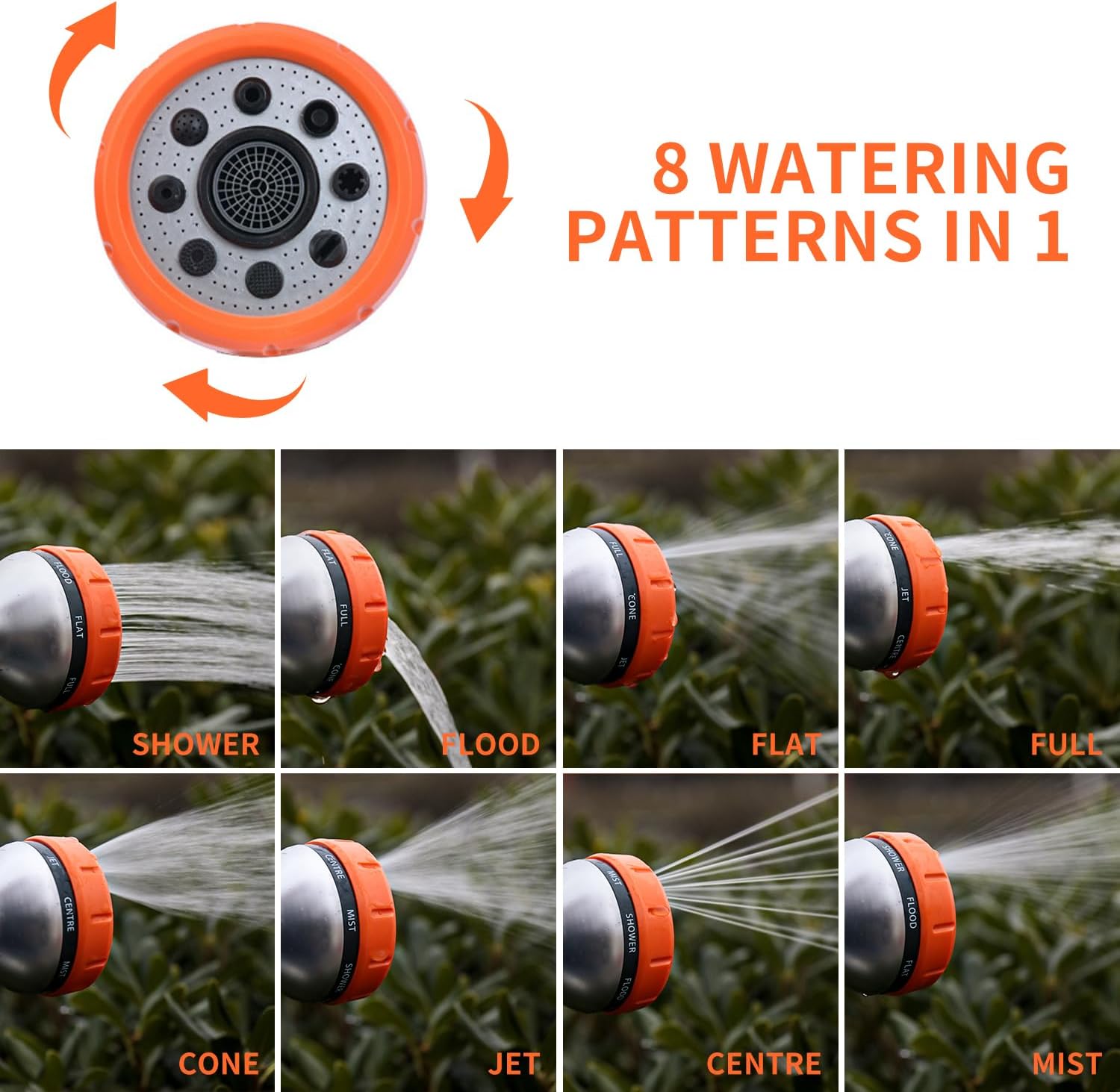 Garden Hose Nozzle, 8 Patterns High Pressure Hose Sprayer, Heavy Duty Dog Wash, Metal Water Hose Nozzle with Soap Dispenser, Car Wash Foam Gun with Car Wash Mitt