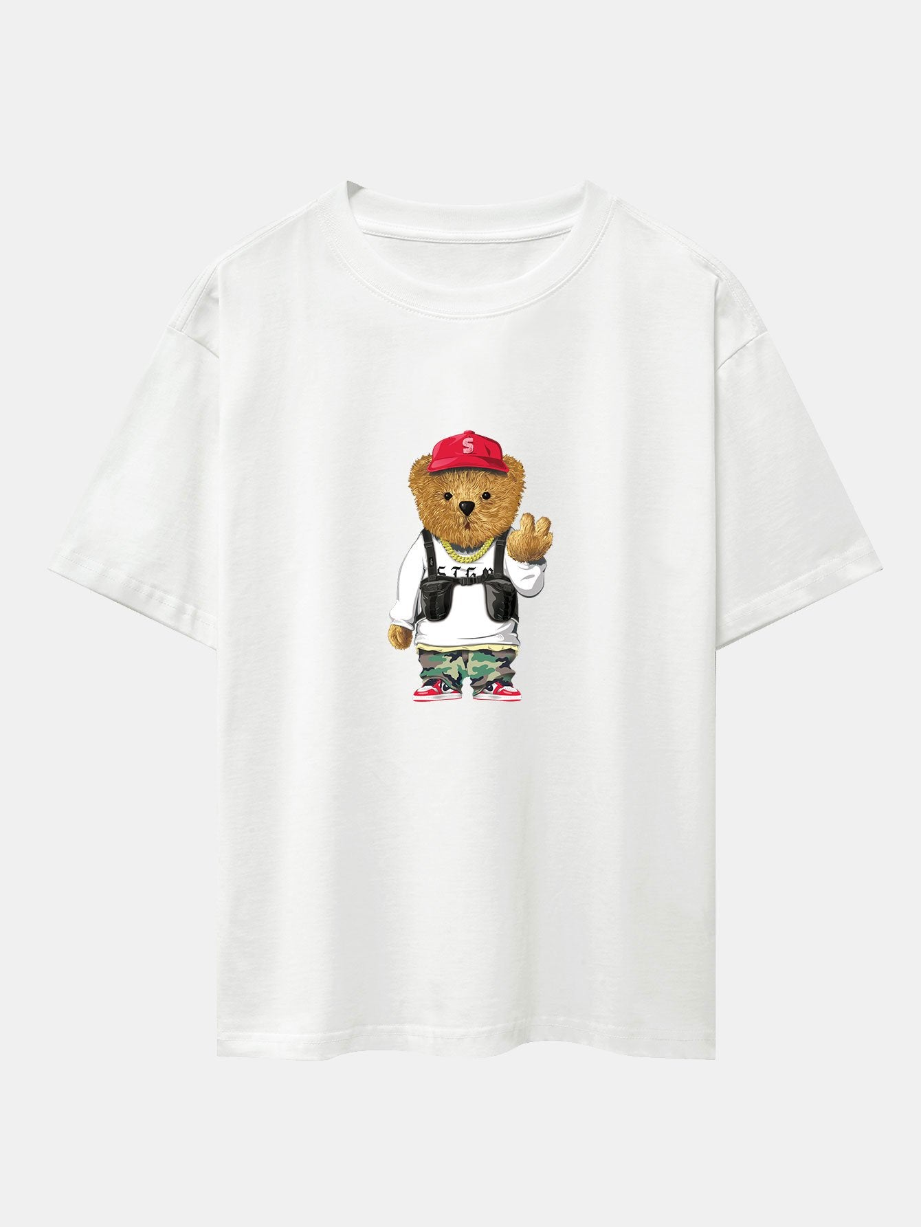 T-shirt oversize à épaules tombantes et imprimé ours cool