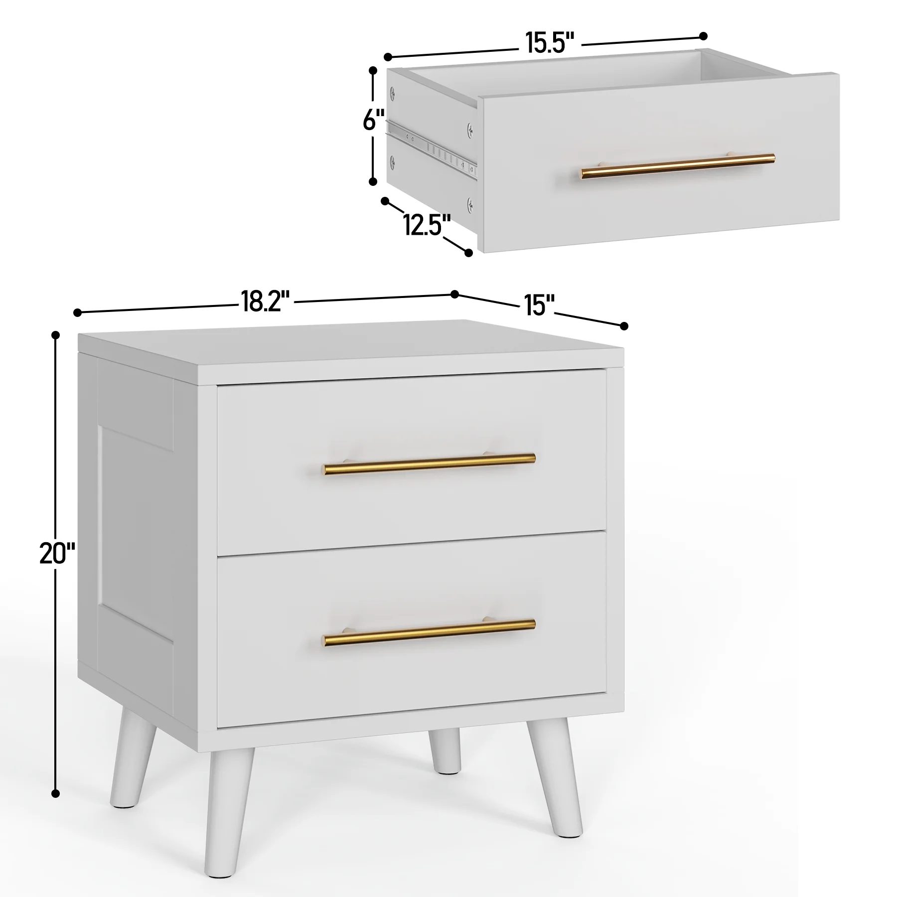 Bedroom Furniture Set Includes Queen Bed Frame, Nightstands Set of 2, 5-Drawer Dresser Vanity Desk Modern Storage Solution for Stylish Home Decor, Beige/White - Image 7