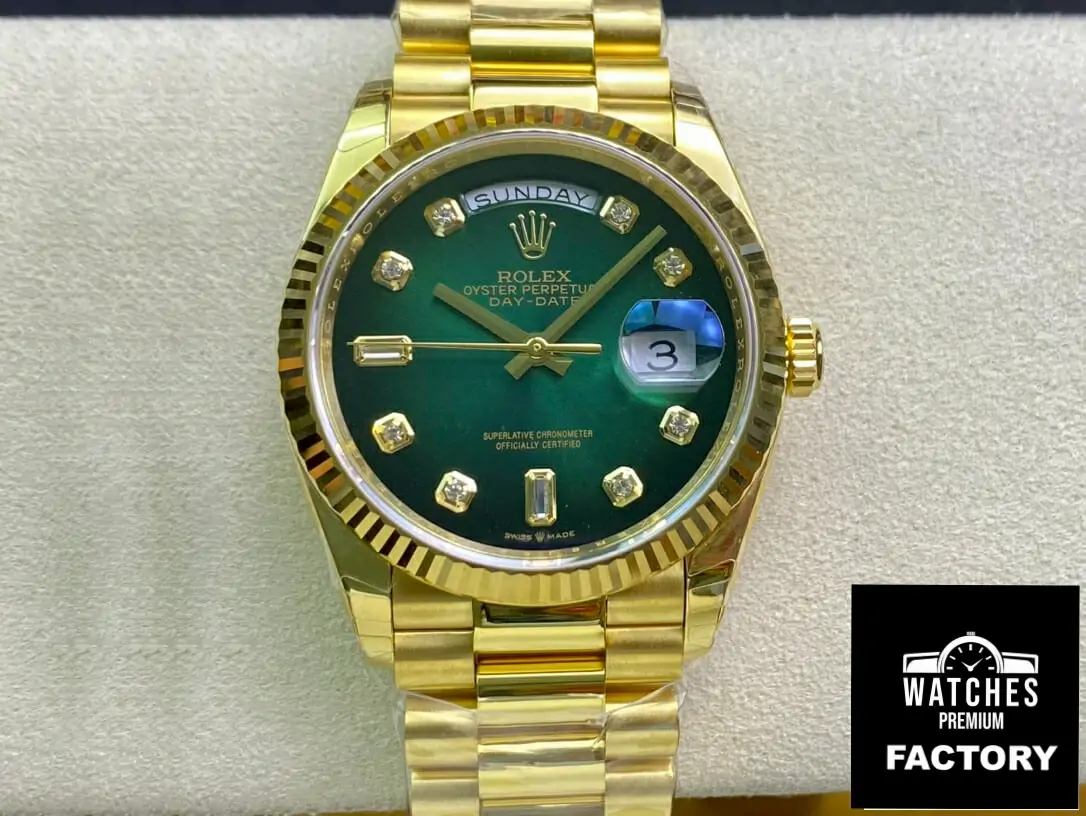 Rolex Day-Date M128238-0069 Yellow Gold EW Factory Gradual Green Dial