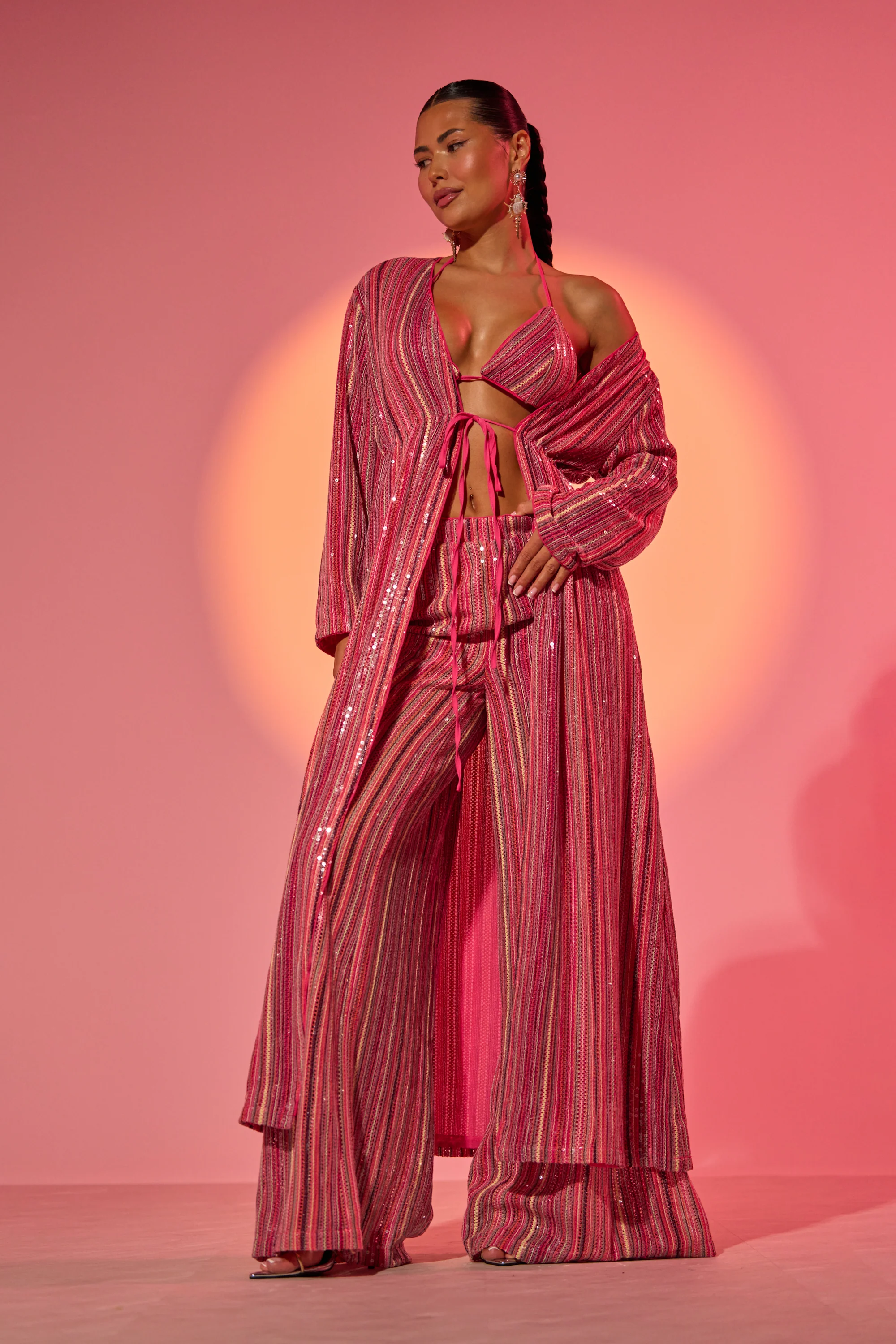 TAYLOR SEQUIN FRONT TIE DUSTER - Akira Store