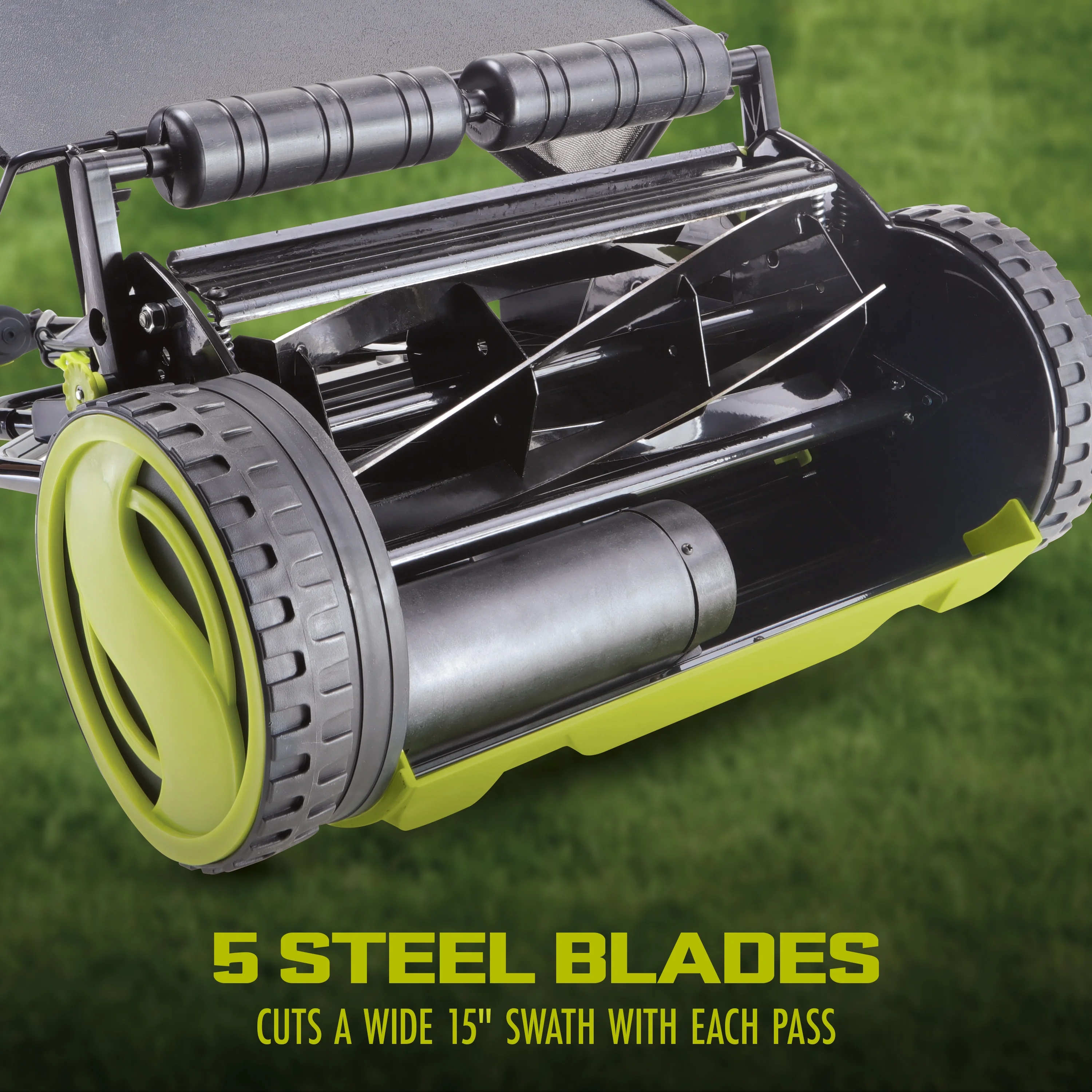 24V Cordless 15-inch Push Reel Lawn Mower, 4-Position, 4.0-Ah Battery Charger(4 Amps) - Image 3