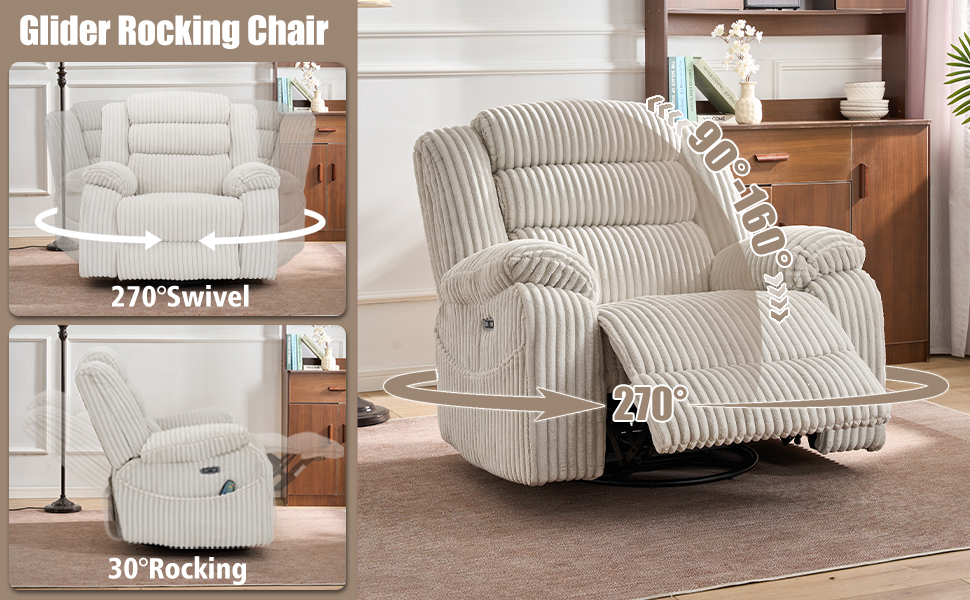 Electric Glider Rocking Chairs for living room, Nursery, White,grey