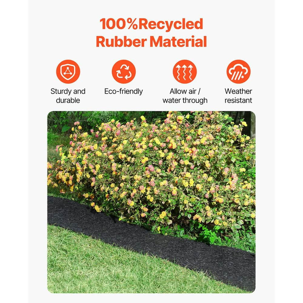 Rubber Mulch for Landscaping, 2 Rolls Recycled Rubber Mulch Mat 96 x 22 in, Permanent Rubber Pathway, Natural-Looking Black Mulch Garden Edging - Image 3