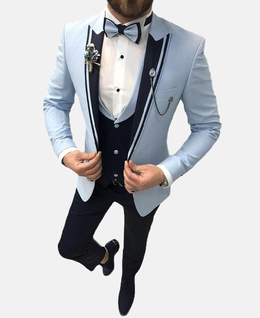 Ensemble 3 pièces : blazer élégant à col uni et coutures contrastées, coupe ajustée, grande taille, gilet et pantalon.