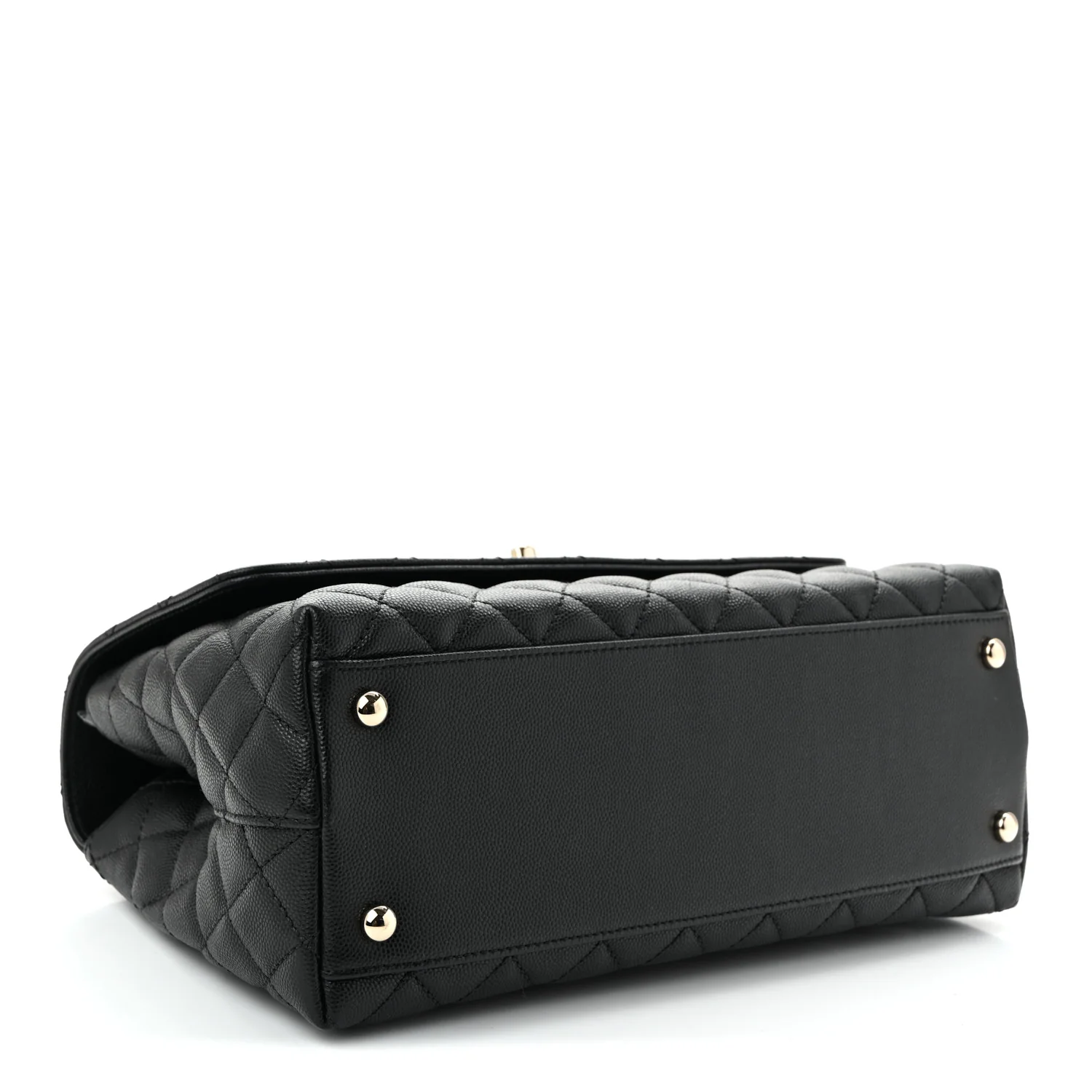 Caviar Quilted Small Coco Handle Flap Black
