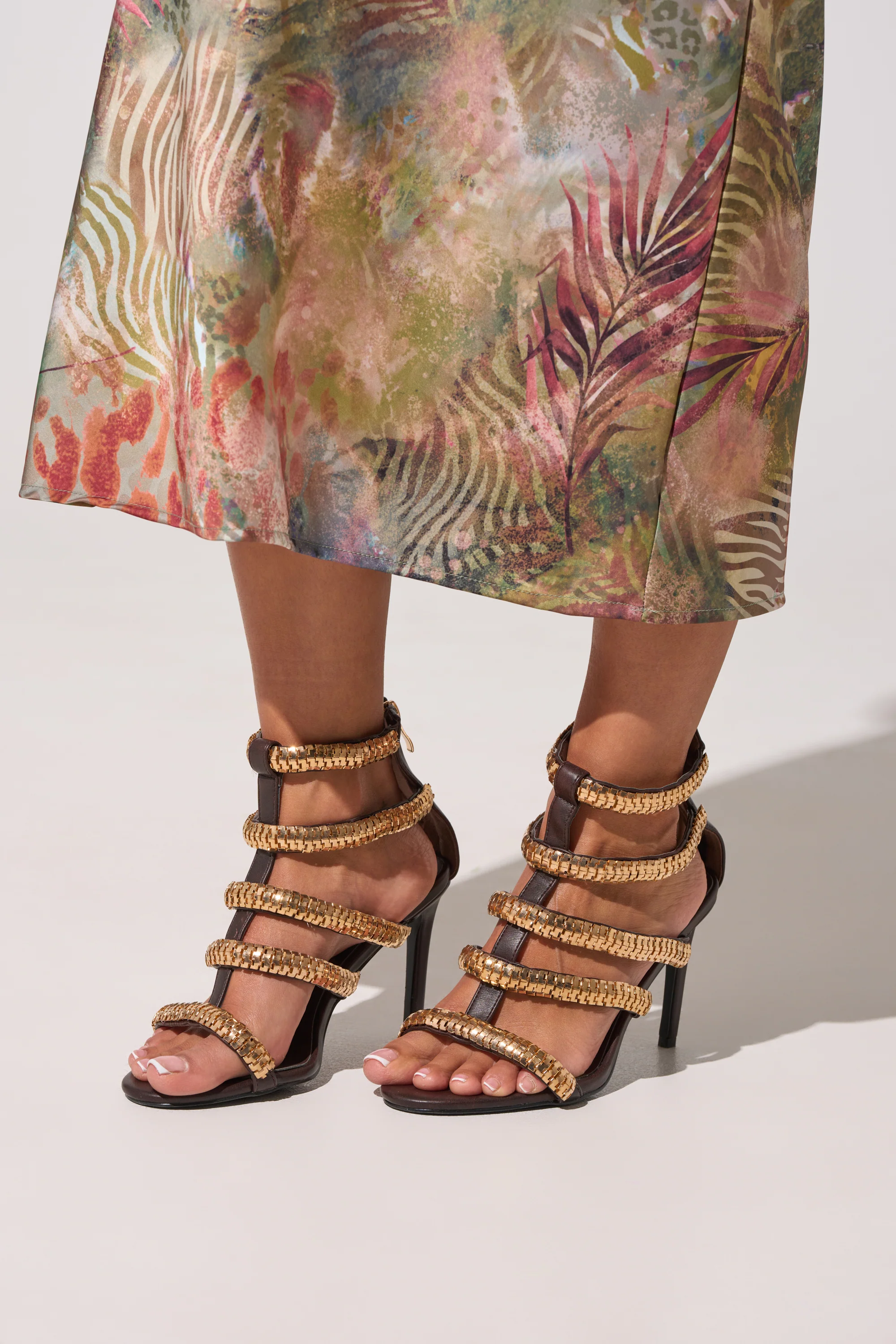 AZALEA WANG HERSILIE BROWN GLADIATOR STILETTO - Akira Store