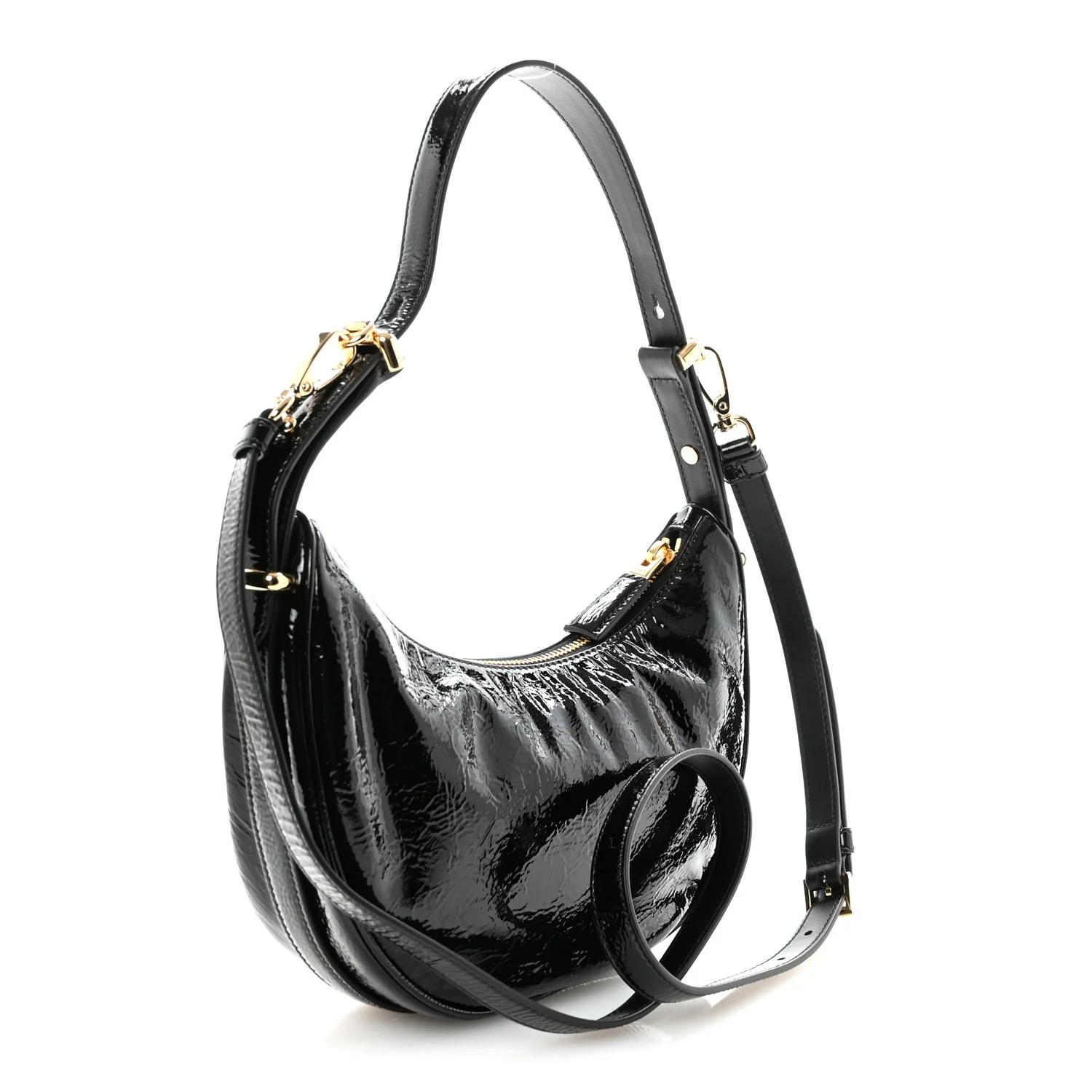 Patent Naplak Arque Shoulder Bag Black
